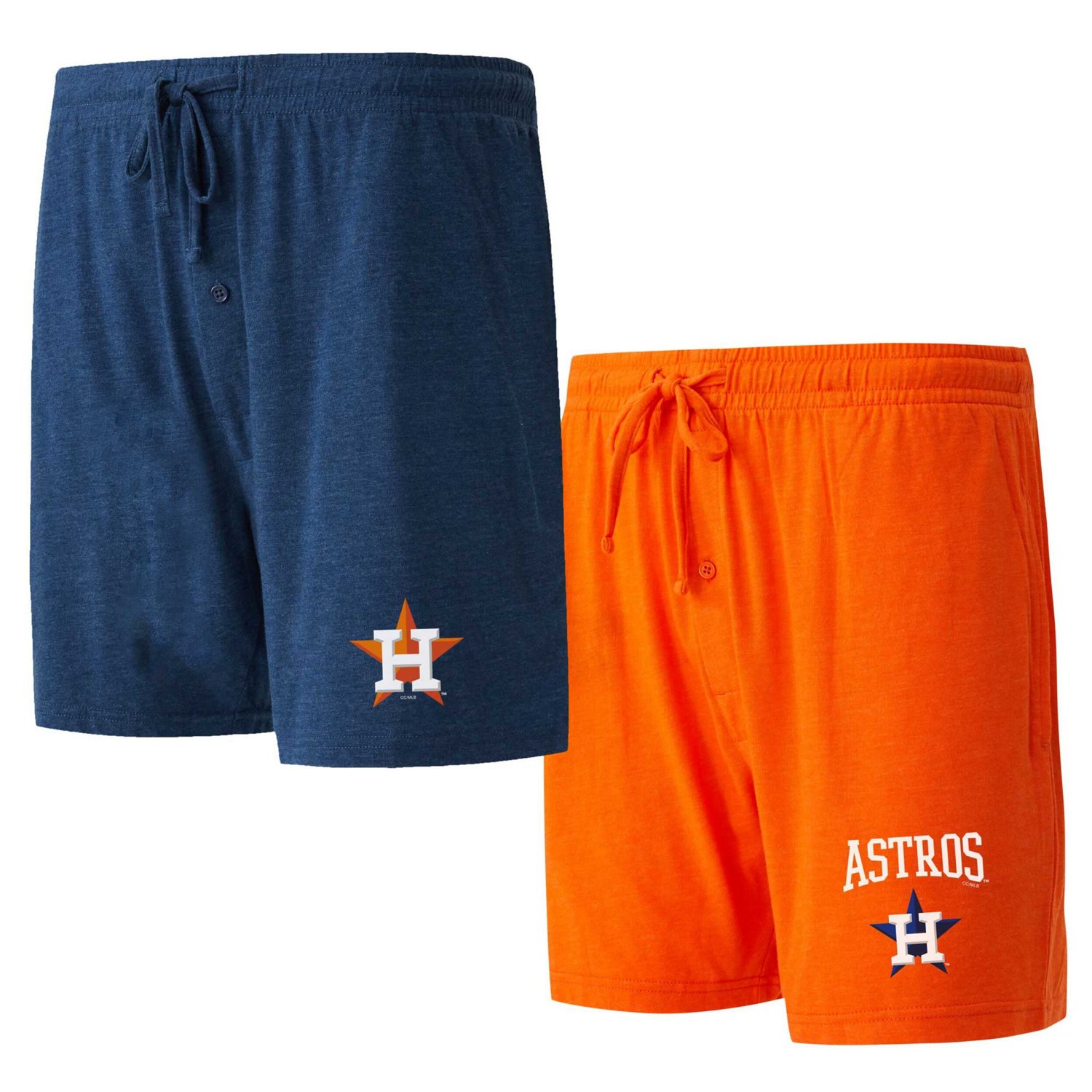Concepts Sport Orange Houston Astros Two-Pack Meter Sleep Shorts