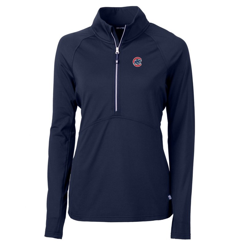 Cutter & Buck Women's Navy Chicago Cubs Adapt Eco Knit Stretch Half-Zip Pullover Top - Navy