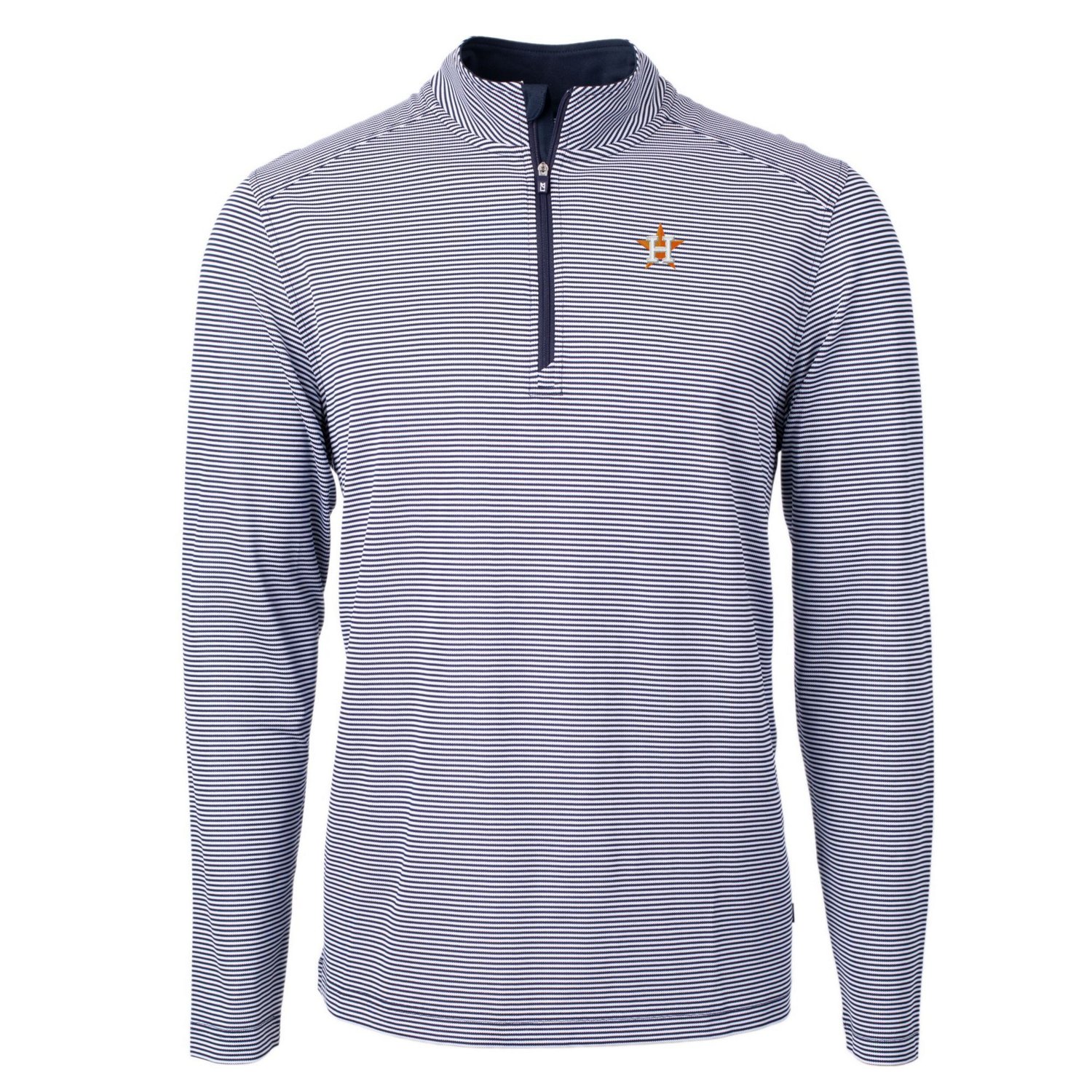 Cutter  Buck White Houston Astros Virtue Eco Pique Micro Stripe Recycled Quarter-Zip Pullover Top - view number 2