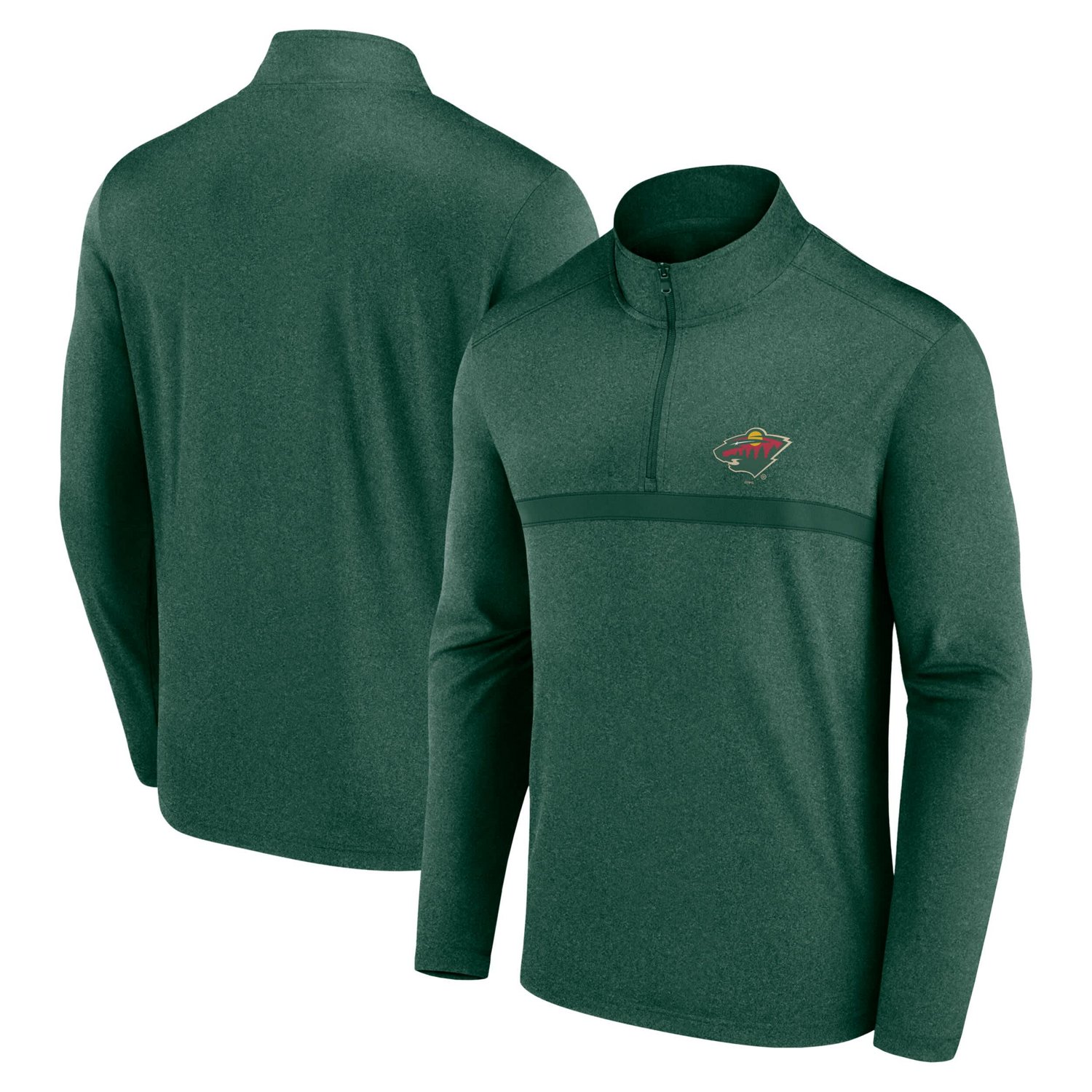 Dark Heather Minnesota Wild Head-to-Head Raglan Quarter-Zip Top