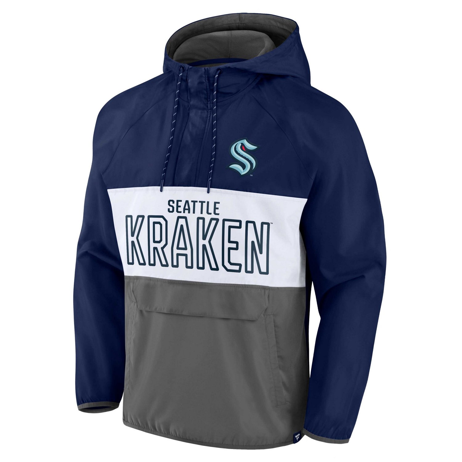 Fanatics Deep Sea /Gray Seattle Kraken Backhand Shooter Defender Anorak Raglan Hoodie Quarter-Zip Jacket                         - view number 2