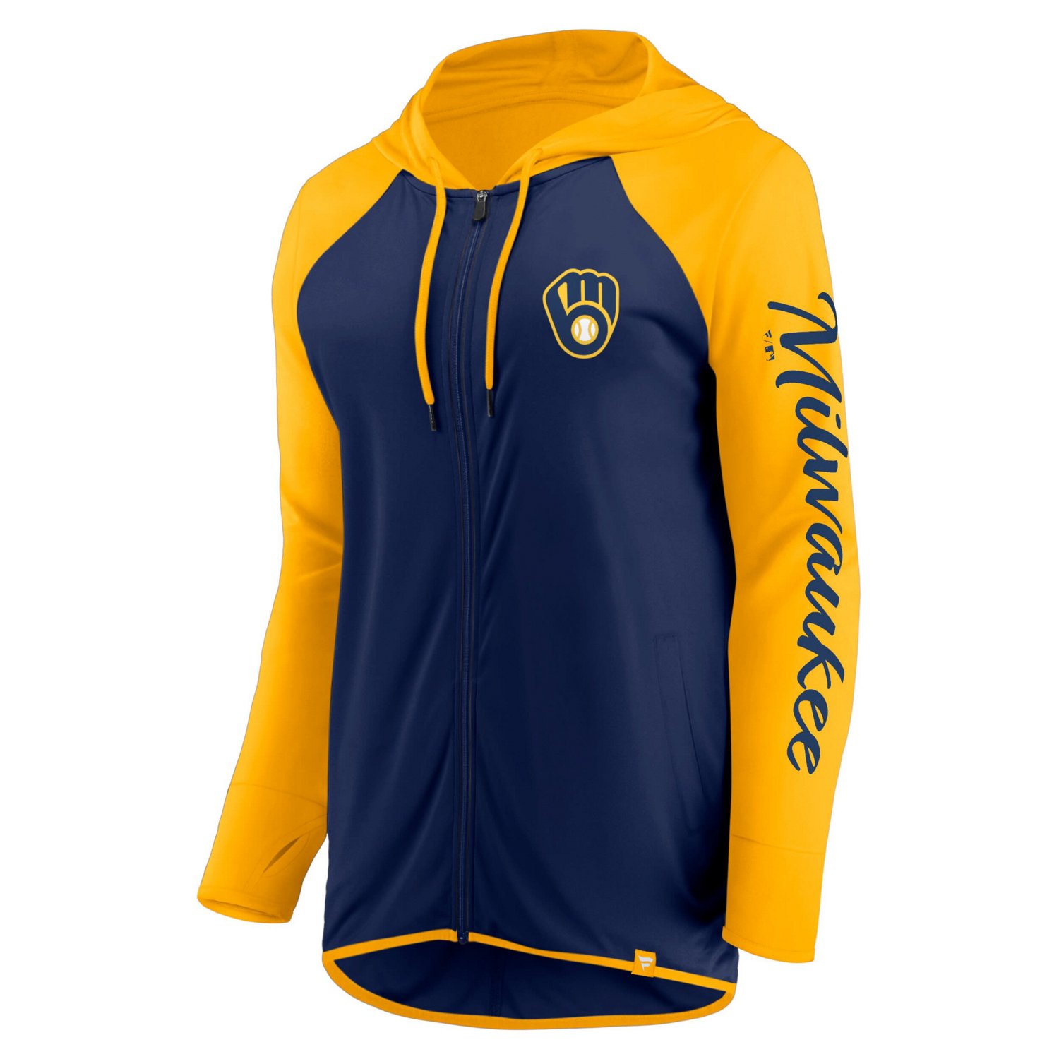Fanatics Gold Milwaukee Brewers Script Sleeve Full-Zip Hoodie