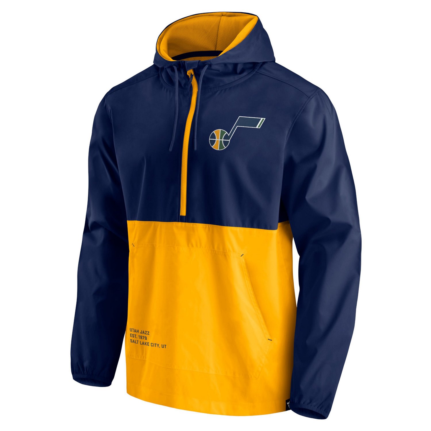 Fanatics /Gold Utah Jazz Anorak Block Party Windbreaker Half-Zip Hoodie Jacket