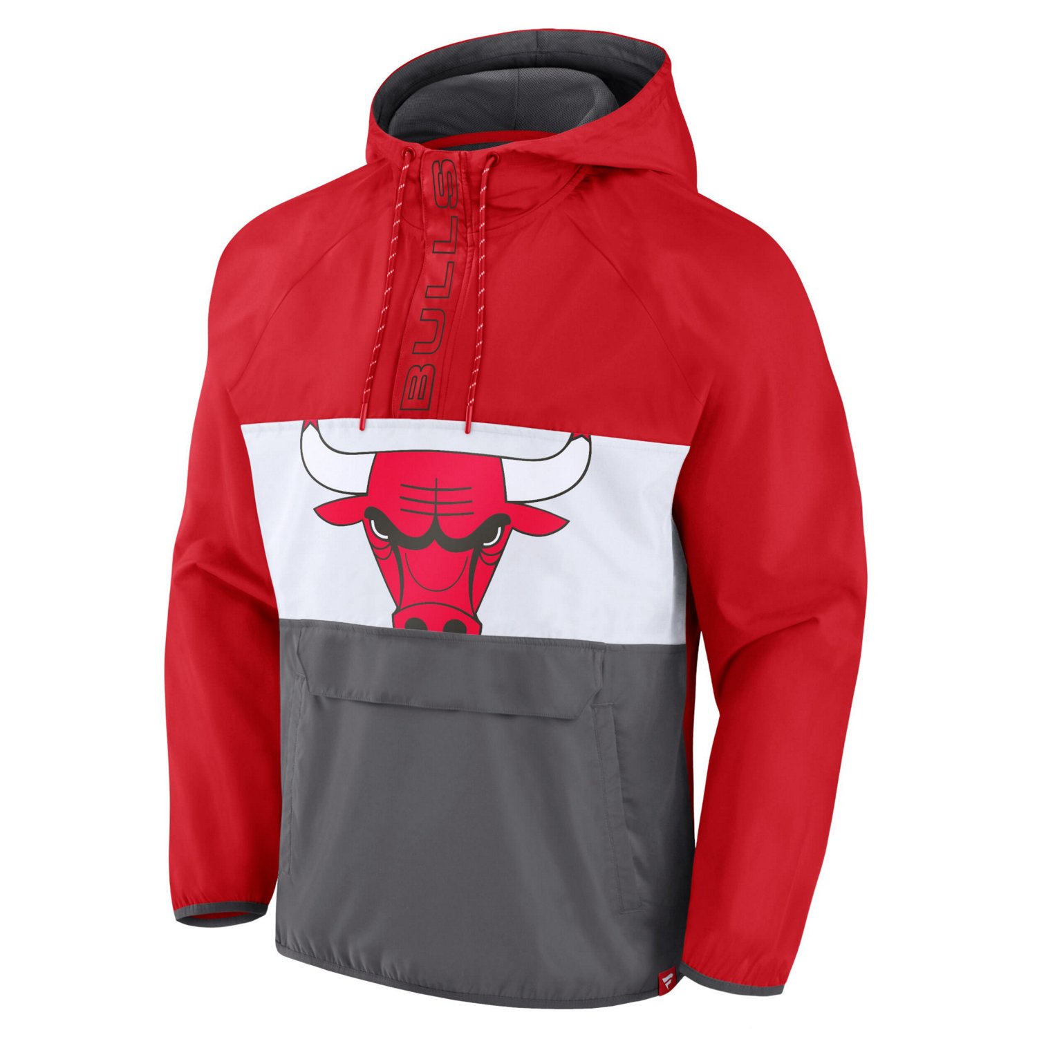 Fanatics /Gray Chicago Bulls Anorak Flagrant Foul Color-Block Raglan Hoodie Half-Zip Jacket                                      - view number 2