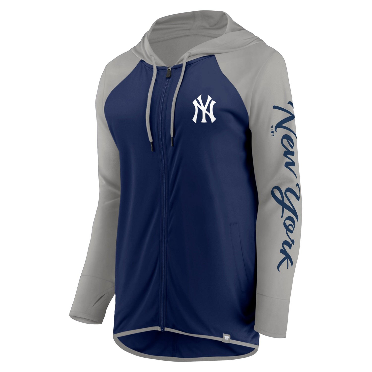 Fanatics Gray New York Yankees Script Sleeve Full-Zip Hoodie