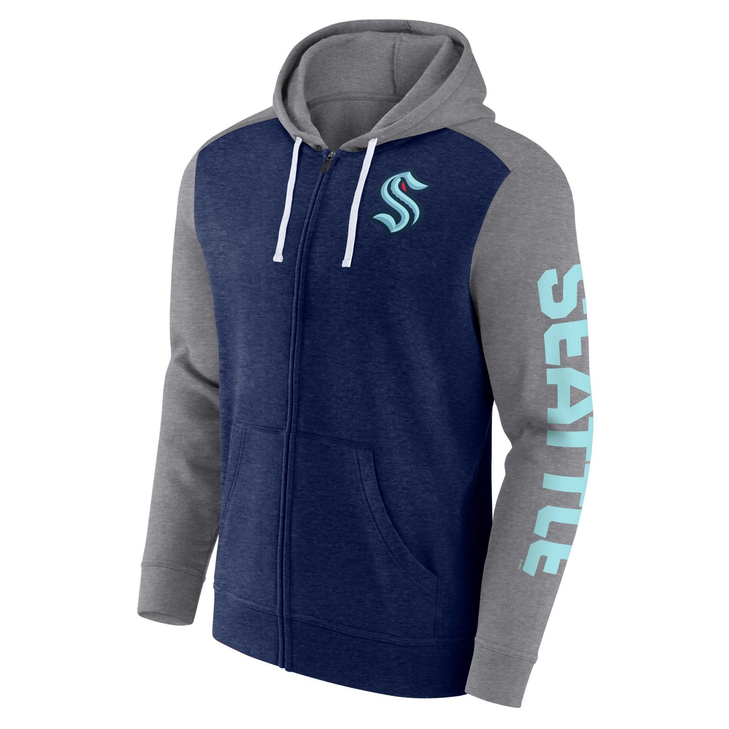Fanatics Heather Deep Sea Seattle Kraken Down and Distance Full-Zip Hoodie                                                       - view number 2