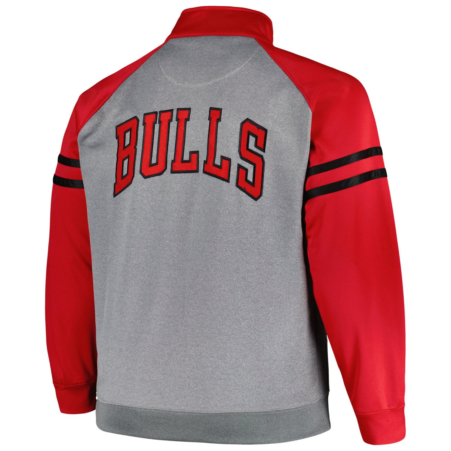 Fanatics /Heather Gray Chicago Bulls Big  Tall Pieced Stripe Raglan Full-Zip Track Jacket                                        - view number 3