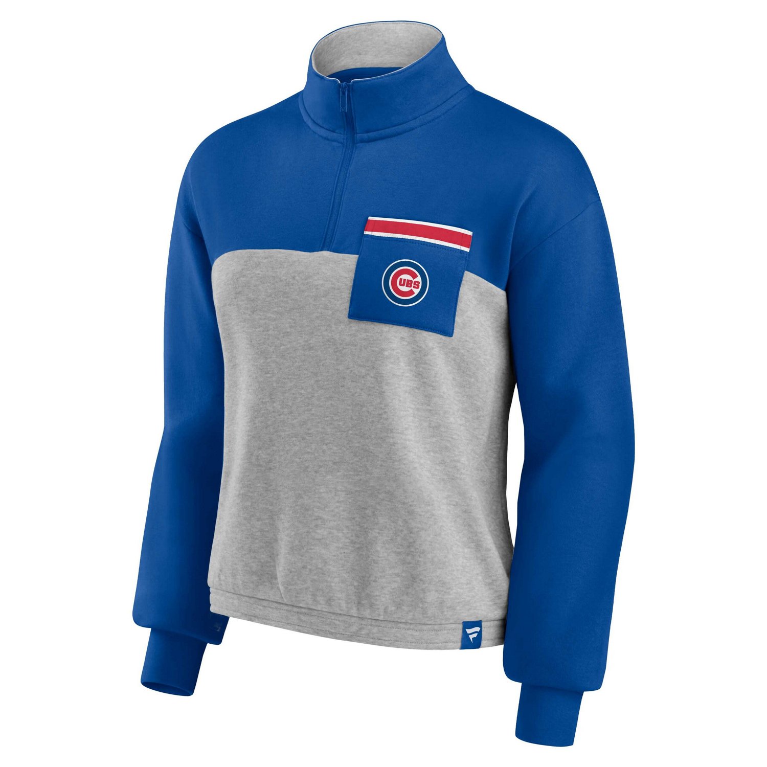 Fanatics Heather Gray Chicago Cubs Iconic Cinch Waist Quarter-Zip Top