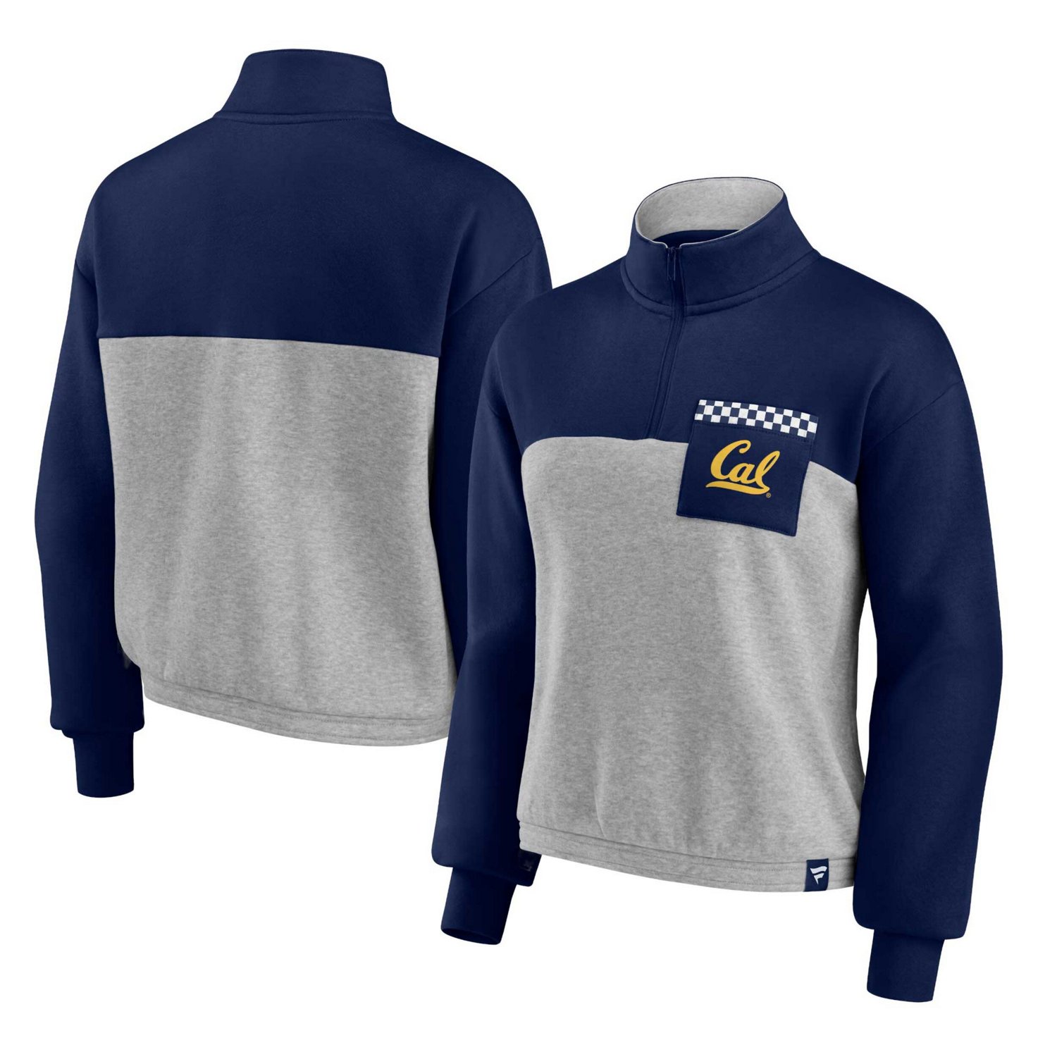 Fanatics /Heathered Gray Cal Bears Sideline to Sideline Colorblock Quarter-Zip Jacket