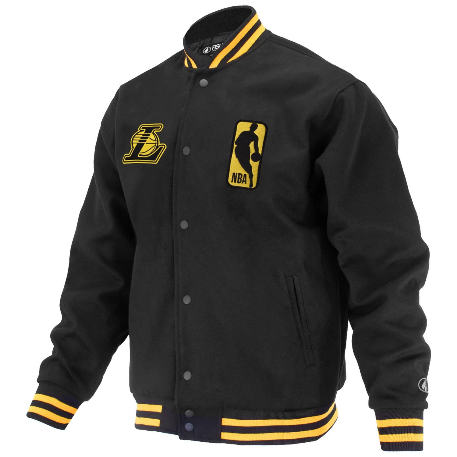 FISLL Adults' Los Angeles Lakers Logoman Shadow Collection Full-Snap Varsity Jacket