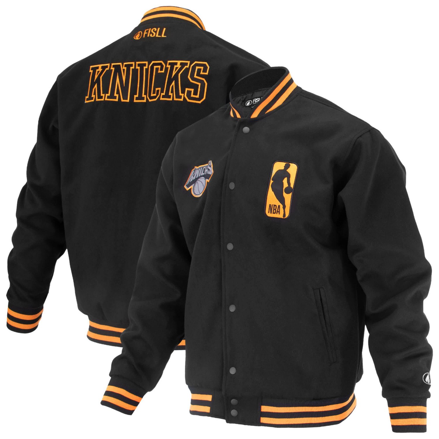 FISLL New York Knicks Logoman Shadow Collection Full-Snap Varsity Jacket