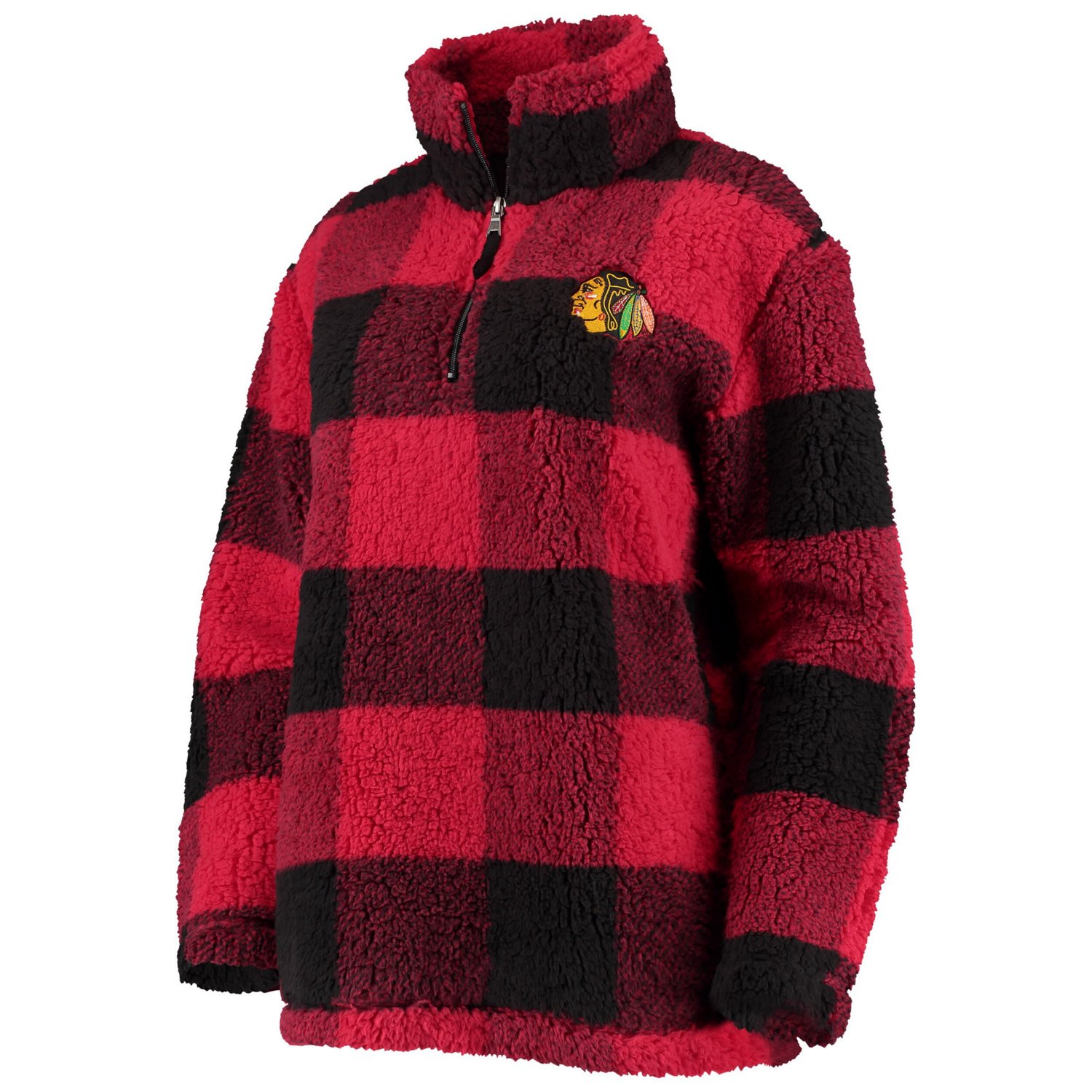 G-III 4Her by Carl Banks /Black Chicago Blackhawks Plaid Sherpa Quarter-Zip Jacket - view number 2