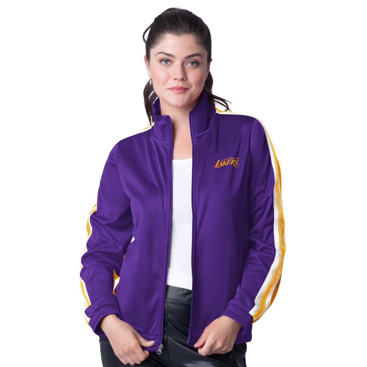 G-III 4Her by Carl Banks Gold Los Angeles Lakers Rebel Sequin Bling Full-Zip Track Jacket