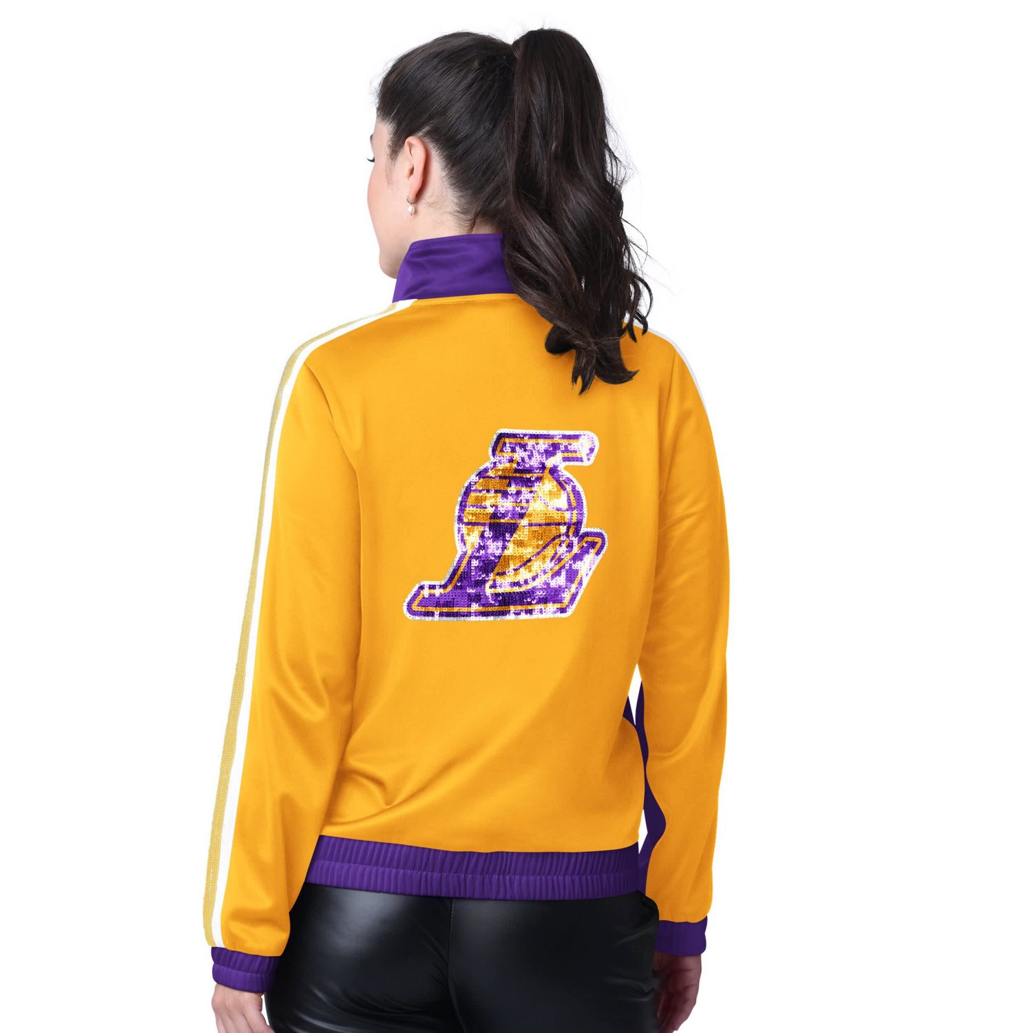 G-III 4Her by Carl Banks Gold Los Angeles Lakers Rebel Sequin Bling Full-Zip Track Jacket