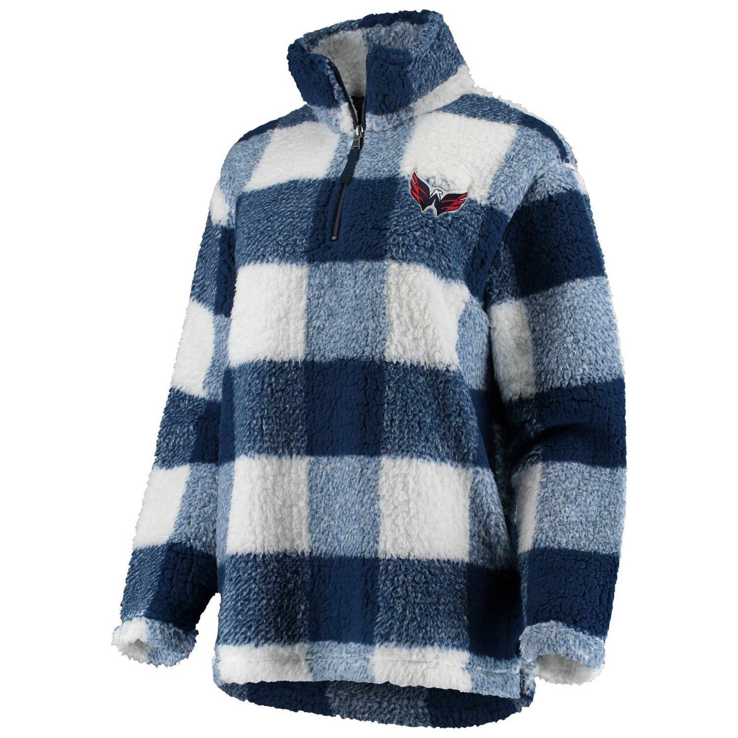G-III 4Her by Carl Banks White Washington Capitals Plaid Sherpa Quarter-Zip Jacket - view number 2