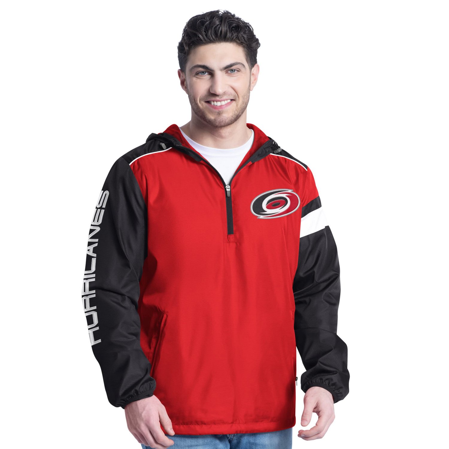 G-III Sports by Carl Banks Black Carolina Hurricanes Lateral Half-Zip Hoodie Jacket