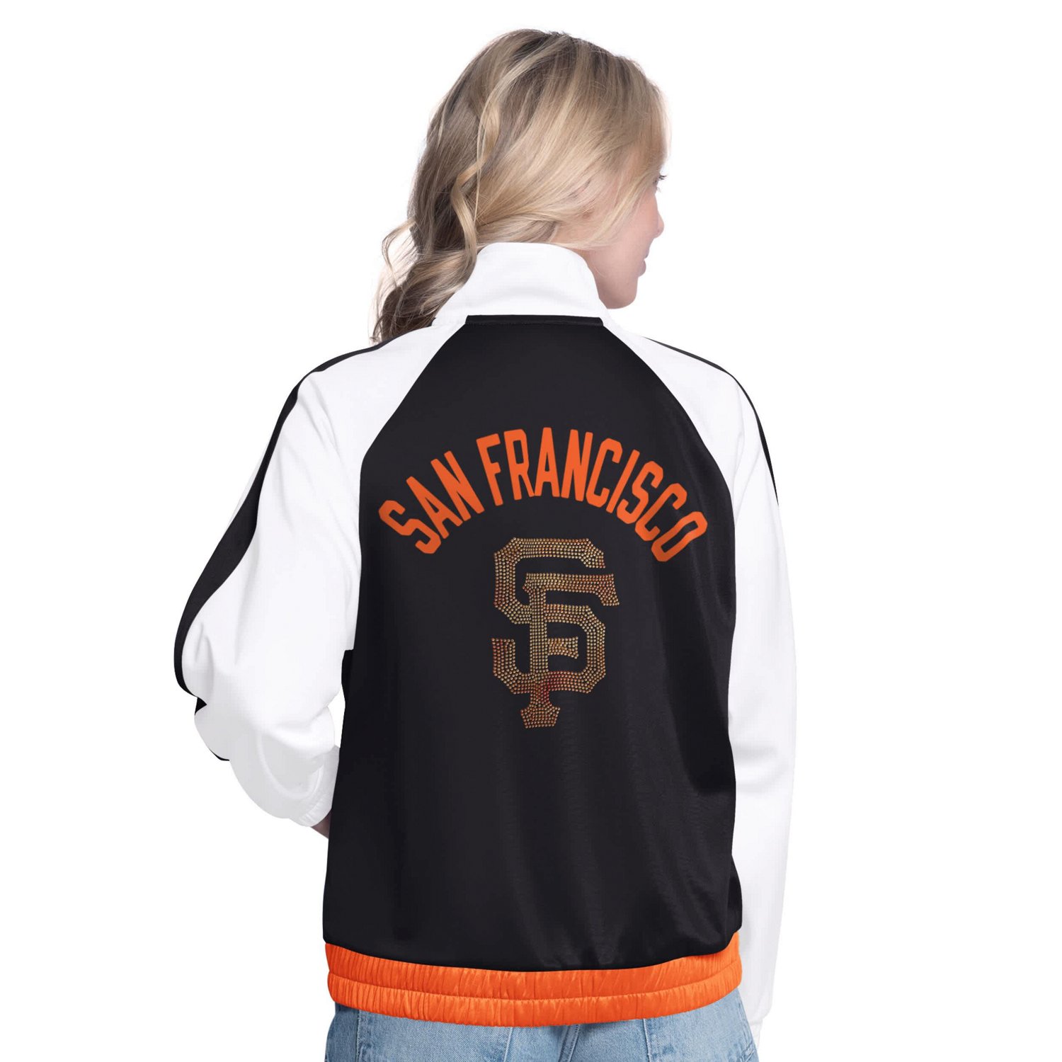 G-III Sports by Carl Banks Black San Francisco Giants Rally Rhinestone Raglan Full-Zip Track Jacket - view number 2