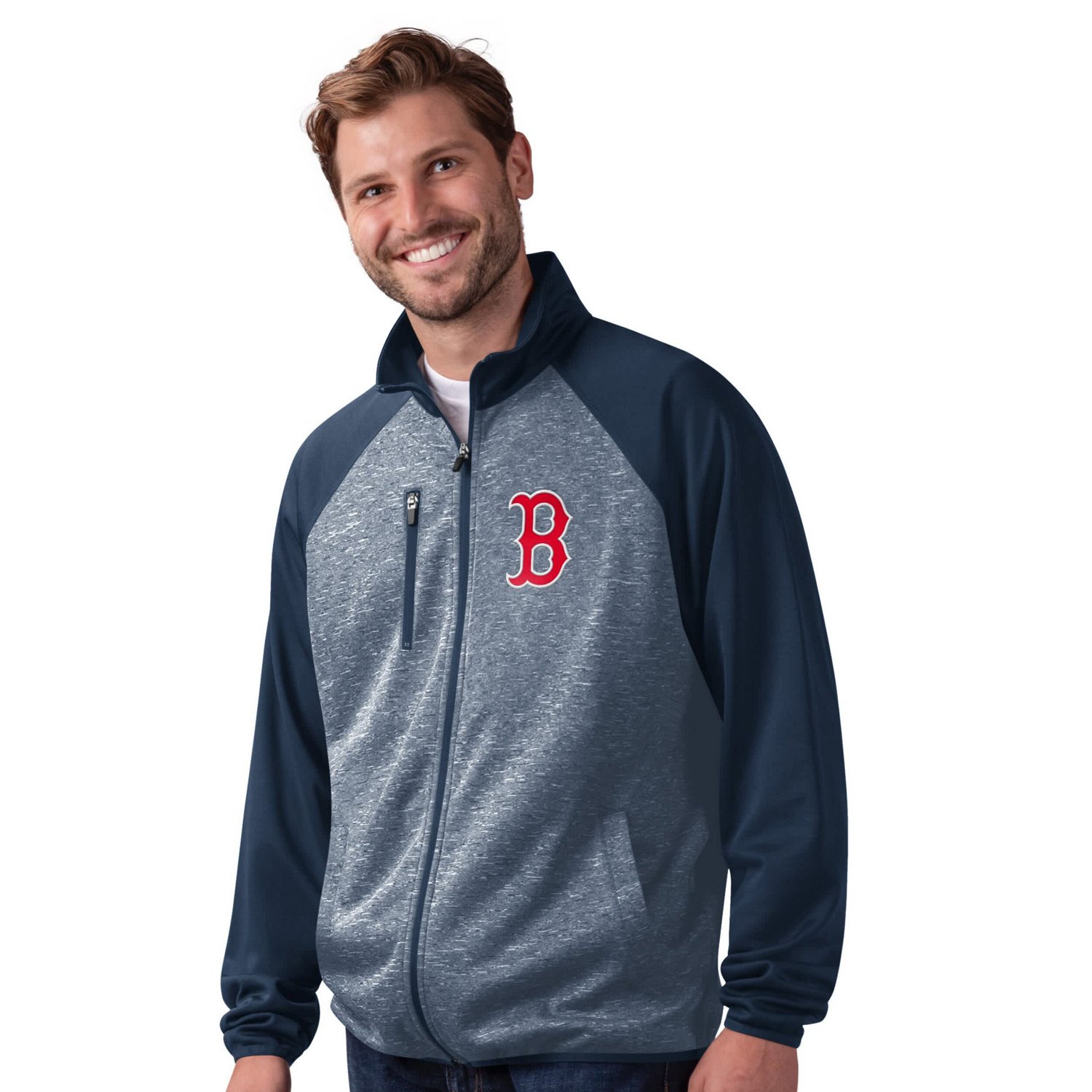 G-III Sports by Carl Banks Boston Red Sox Runners Raglan Full-Zip Track Jacket