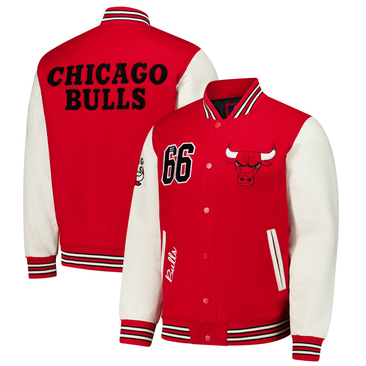 G-III Sports by Carl Banks Chicago Bulls Moneyball Wool  Leather Full-Snap Varsity Jacket