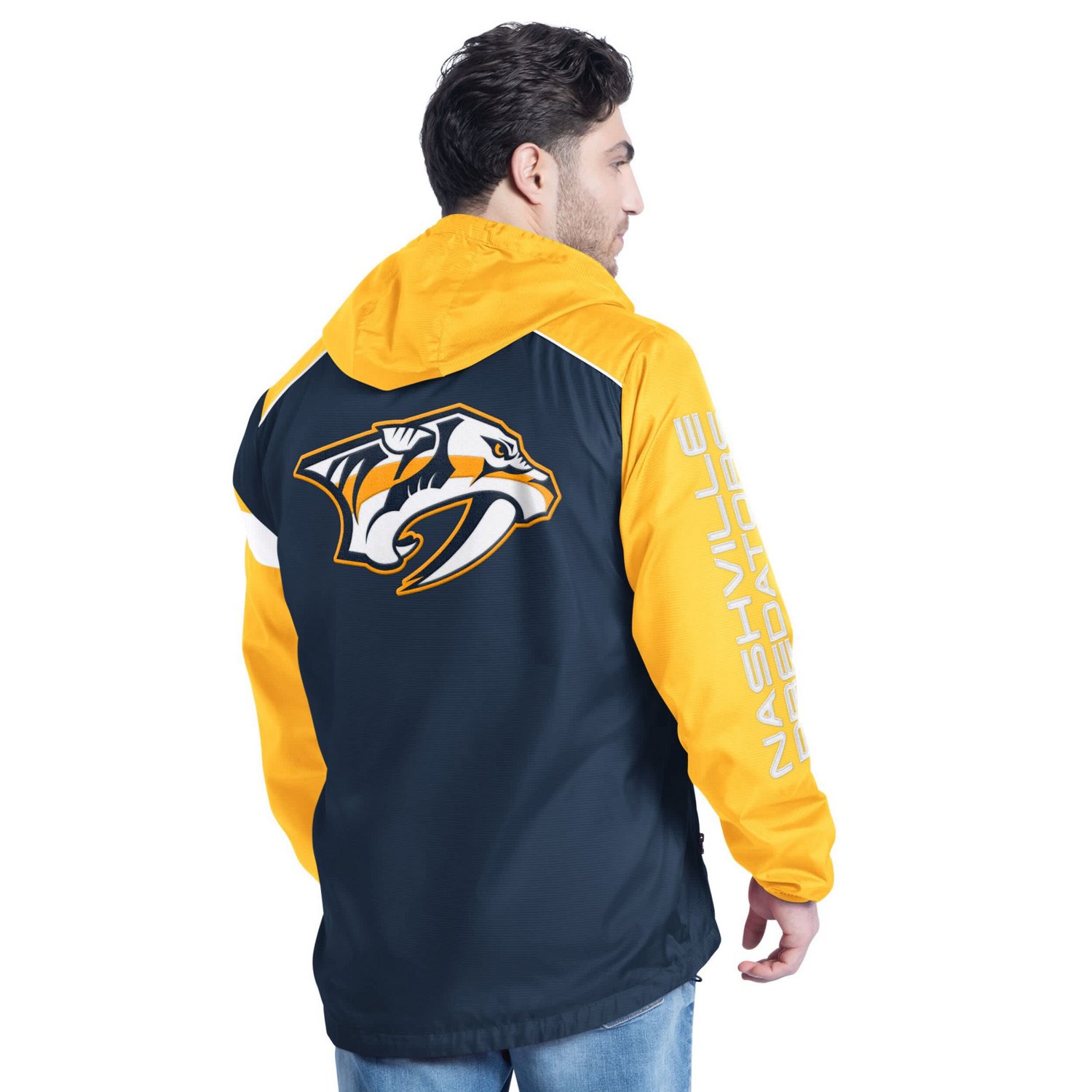G-III Sports by Carl Banks Gold Nashville Predators Lateral Half-Zip Hoodie Jacket                                               - view number 2