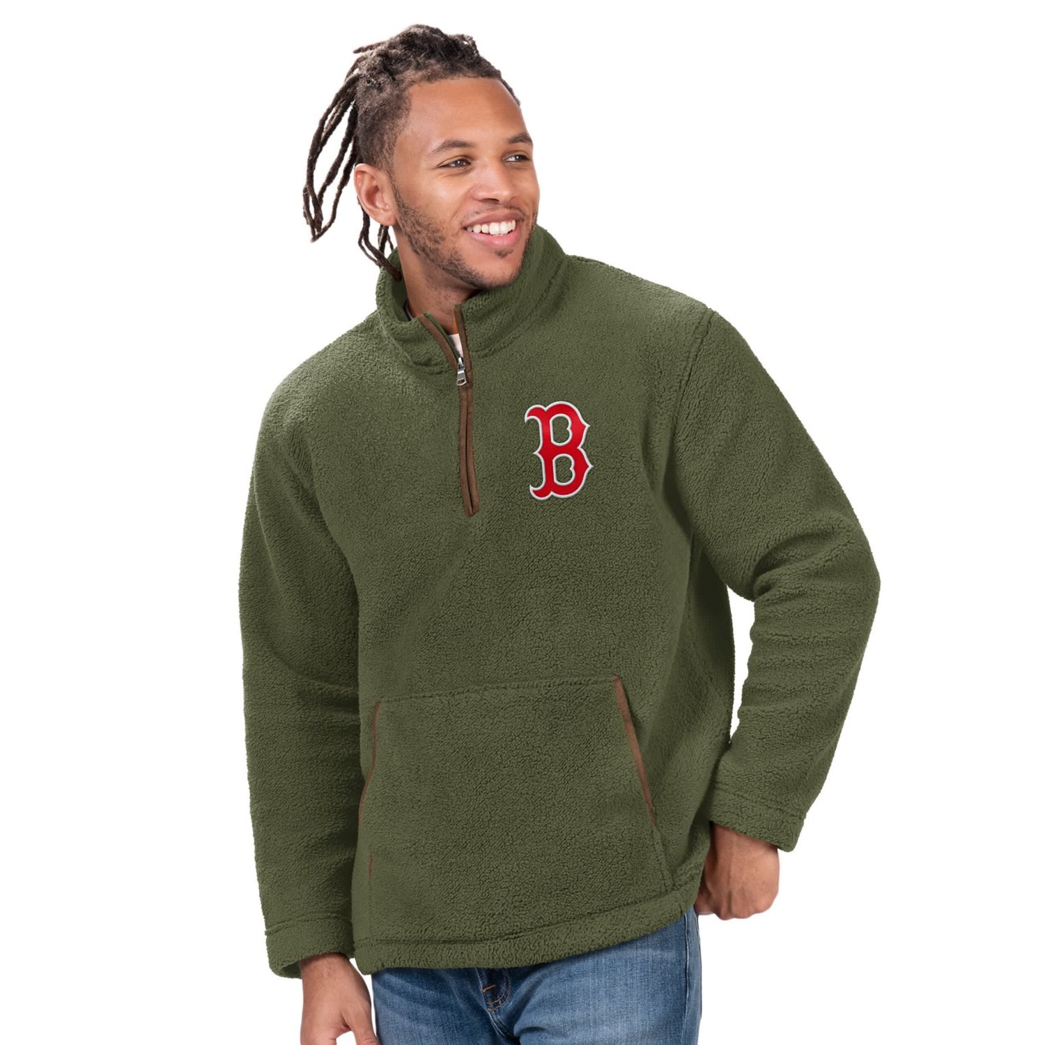 G-III Sports by Carl Banks Hunter Boston Red Sox Everest Fleece Quarter-Zip Jacket