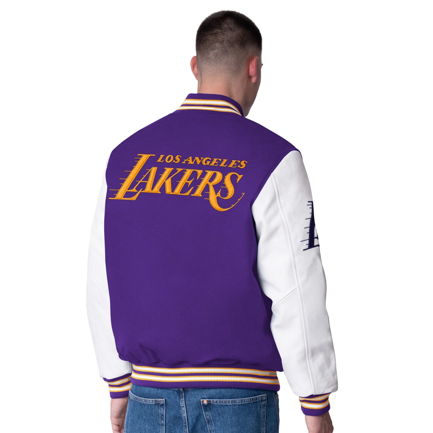 G-III Sports by Carl Banks Los Angeles Lakers Moneyball Wool  Leather Full-Snap Varsity Jacket - view number 2