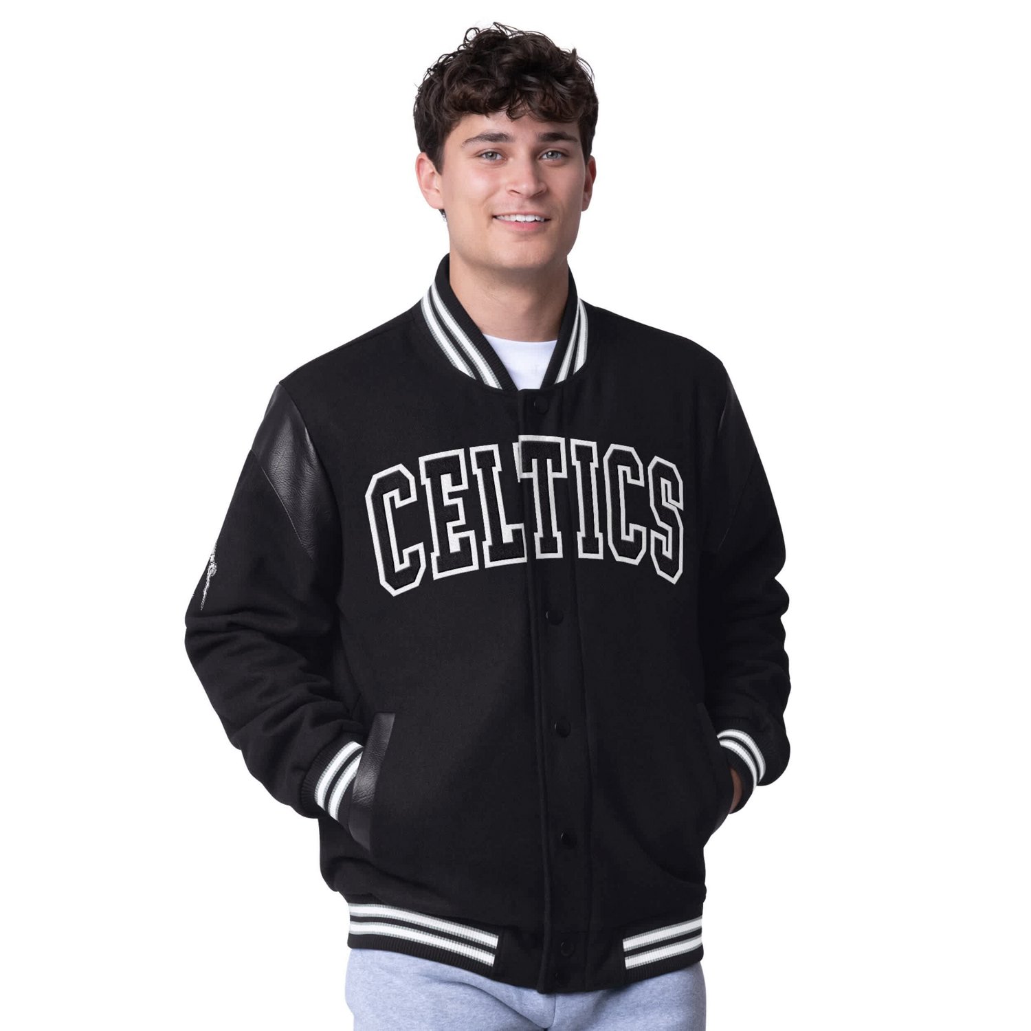 G-III Sports by Carl Banks Men’s Boston Celtics Clutch Hitter Full-Snap Varsity Jacket
