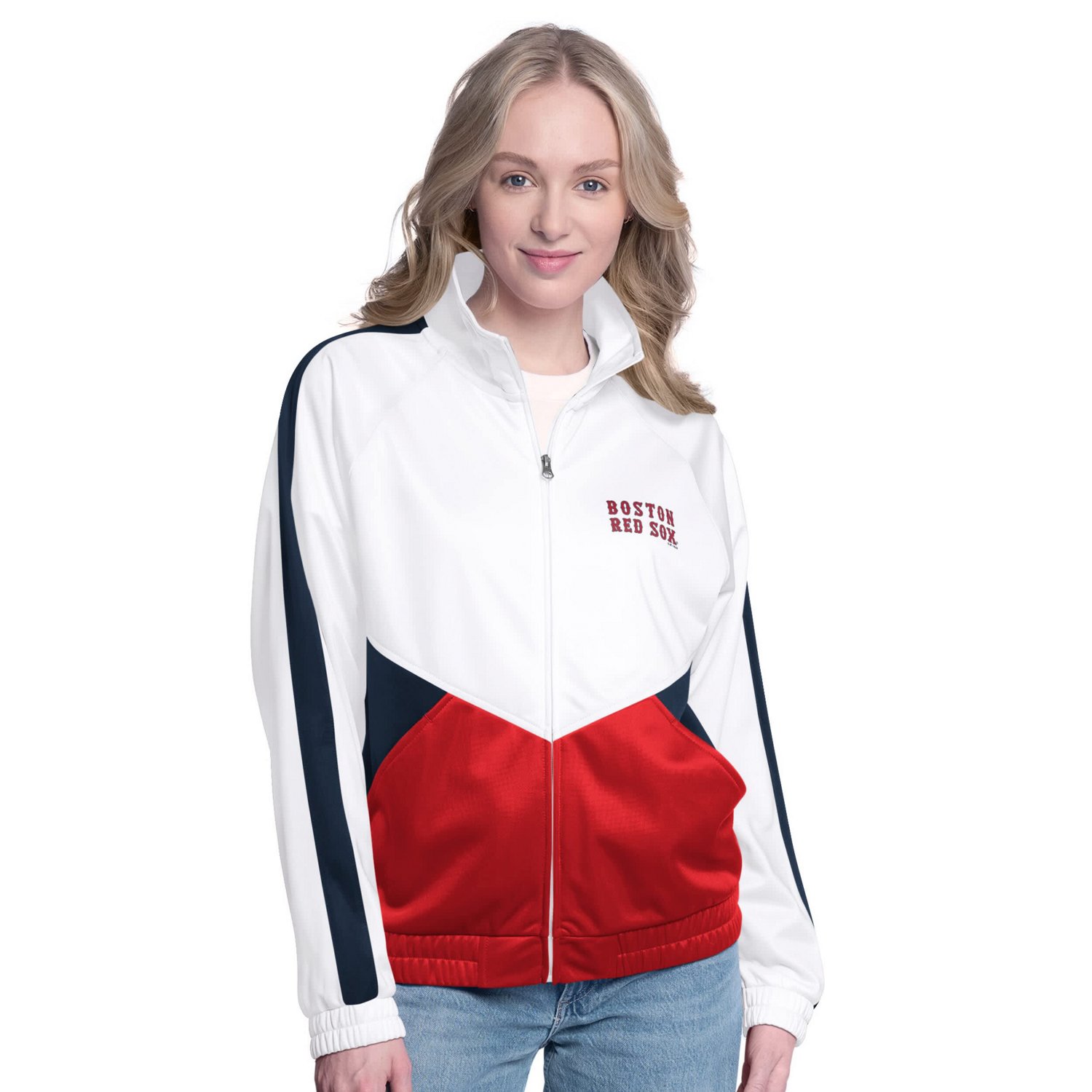 G-III Sports by Carl Banks Navy Boston Red Sox Rally Rhinestone Raglan Full-Zip Track Jacket