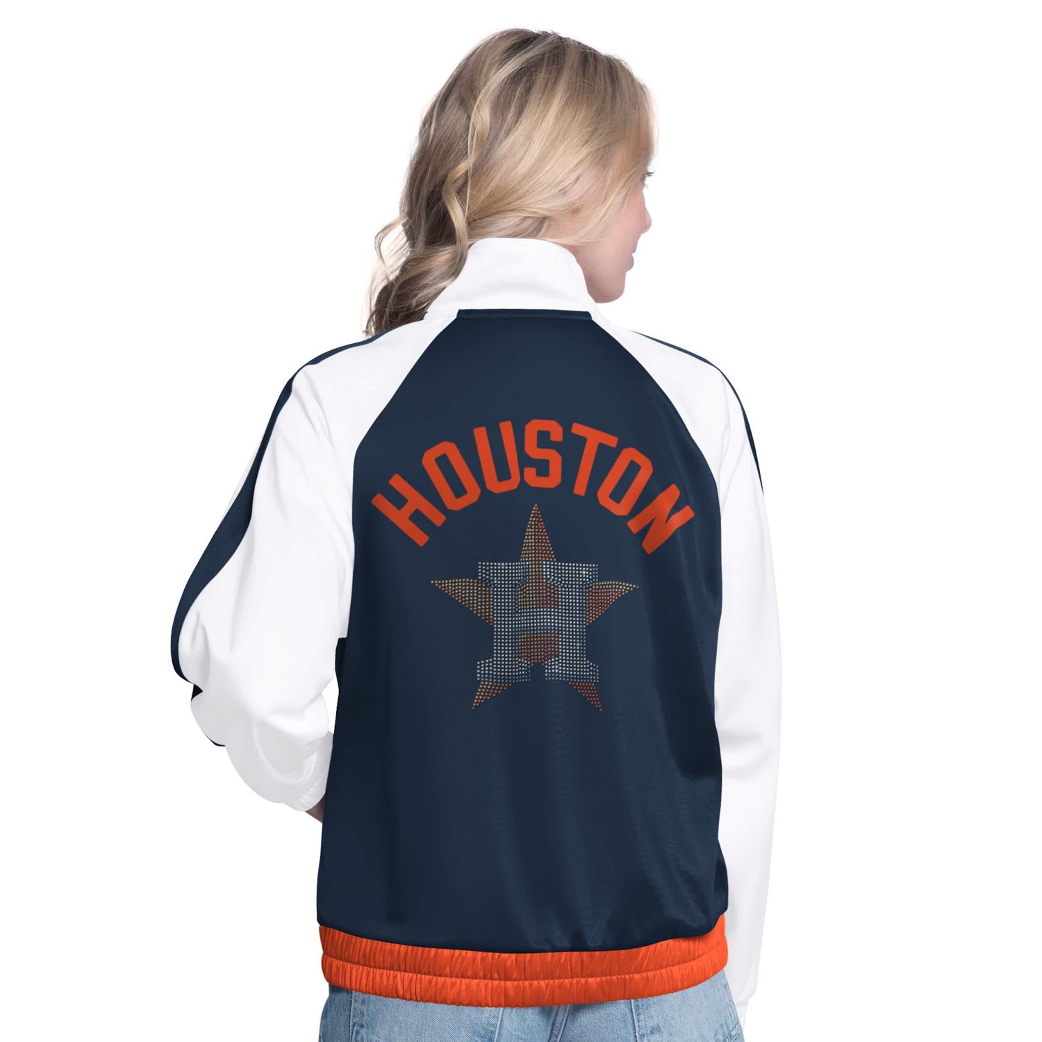 G-III Sports by Carl Banks Navy Houston Astros Rally Rhinestone Raglan Full-Zip Track Jacket