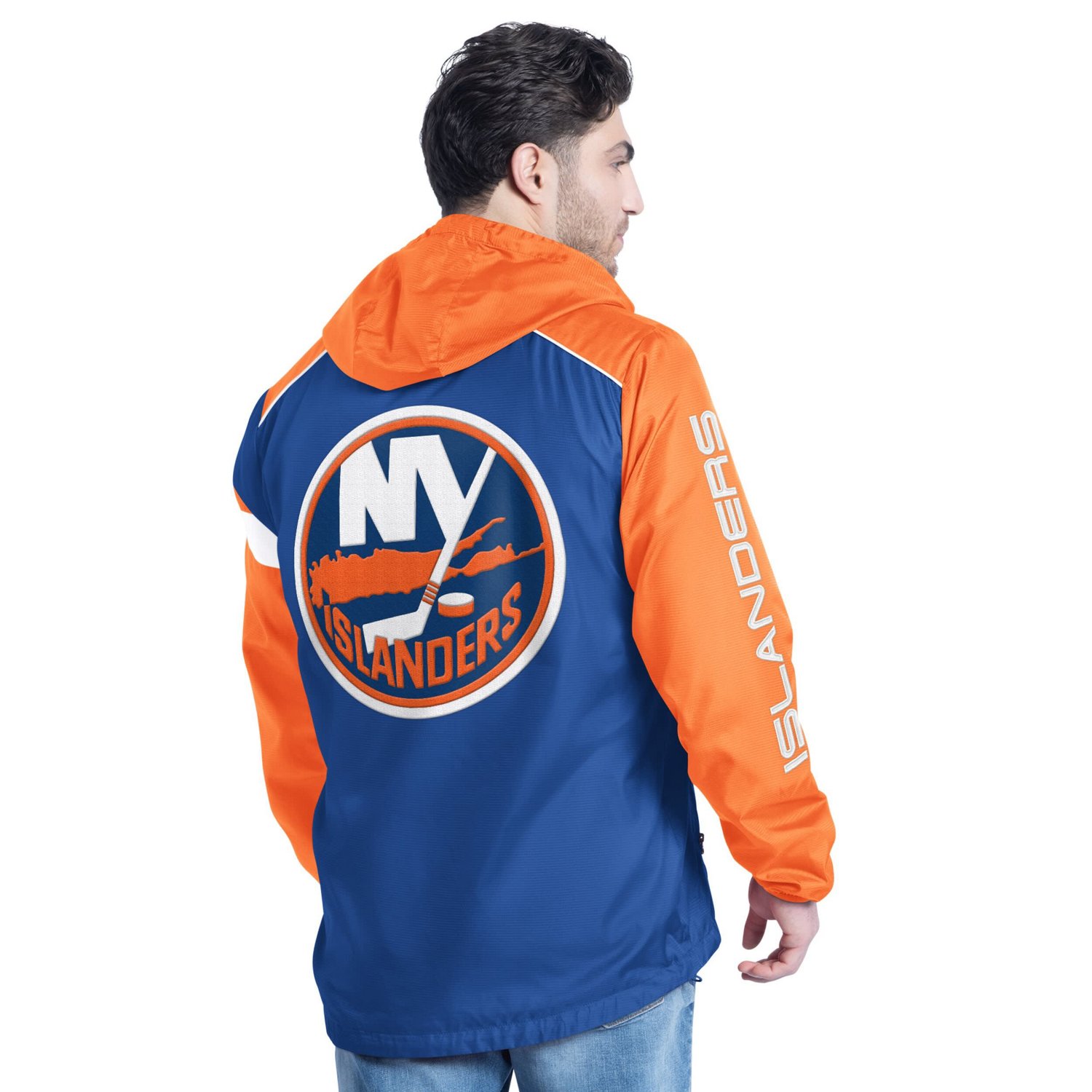 G-III Sports by Carl Banks Orange New York Islanders Lateral Half-Zip Hoodie Jacket                                              - view number 2