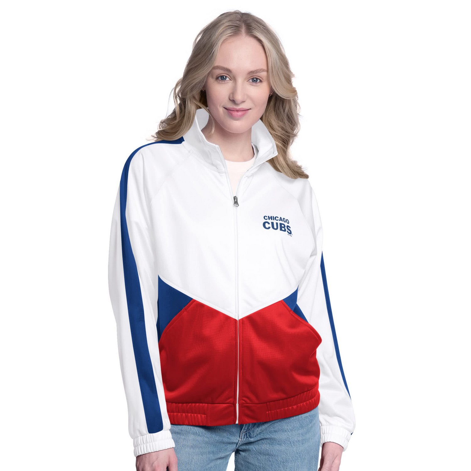 G-III Sports by Carl Banks Royal Chicago Cubs Rally Rhinestone Raglan Full-Zip Track Jacket