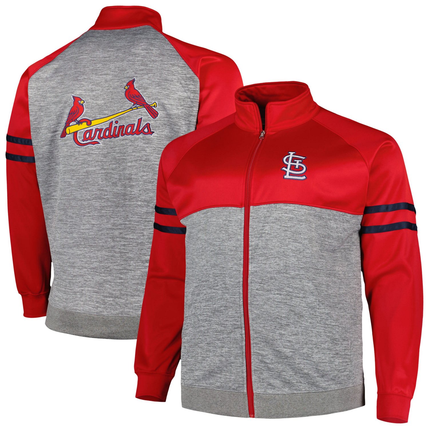 Heather Gray St Louis Cardinals Big  Tall Raglan Full-Zip Track Jacket