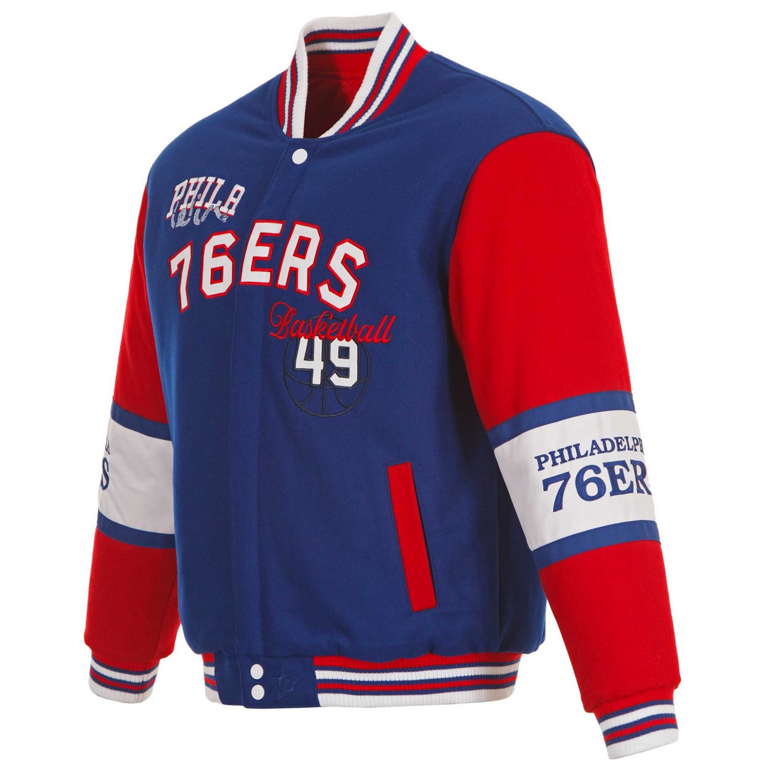 JH Design Philadelphia 76ers Reversible Wool Full-Zip Jacket - view number 2