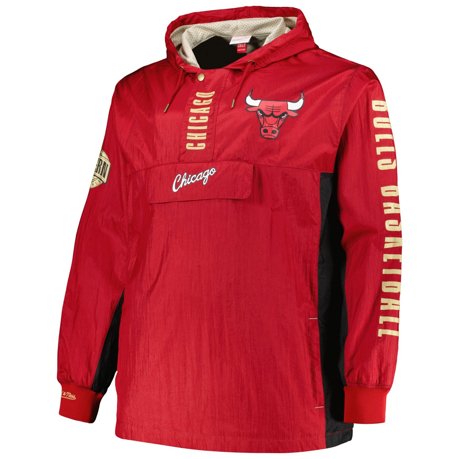 Mitchell  Ness Chicago Bulls Big Tall Hardwood Classics Team OG 20 Anorak Hoodie Quarter-Zip Windbreaker Jacket