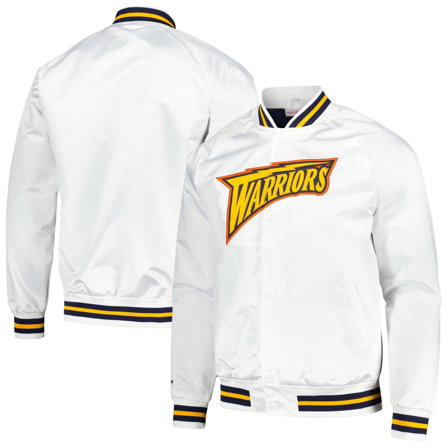 Mitchell  Ness Golden State Warriors Hardwood Classics Throwback Wordmark Raglan Full-Snap Jacket