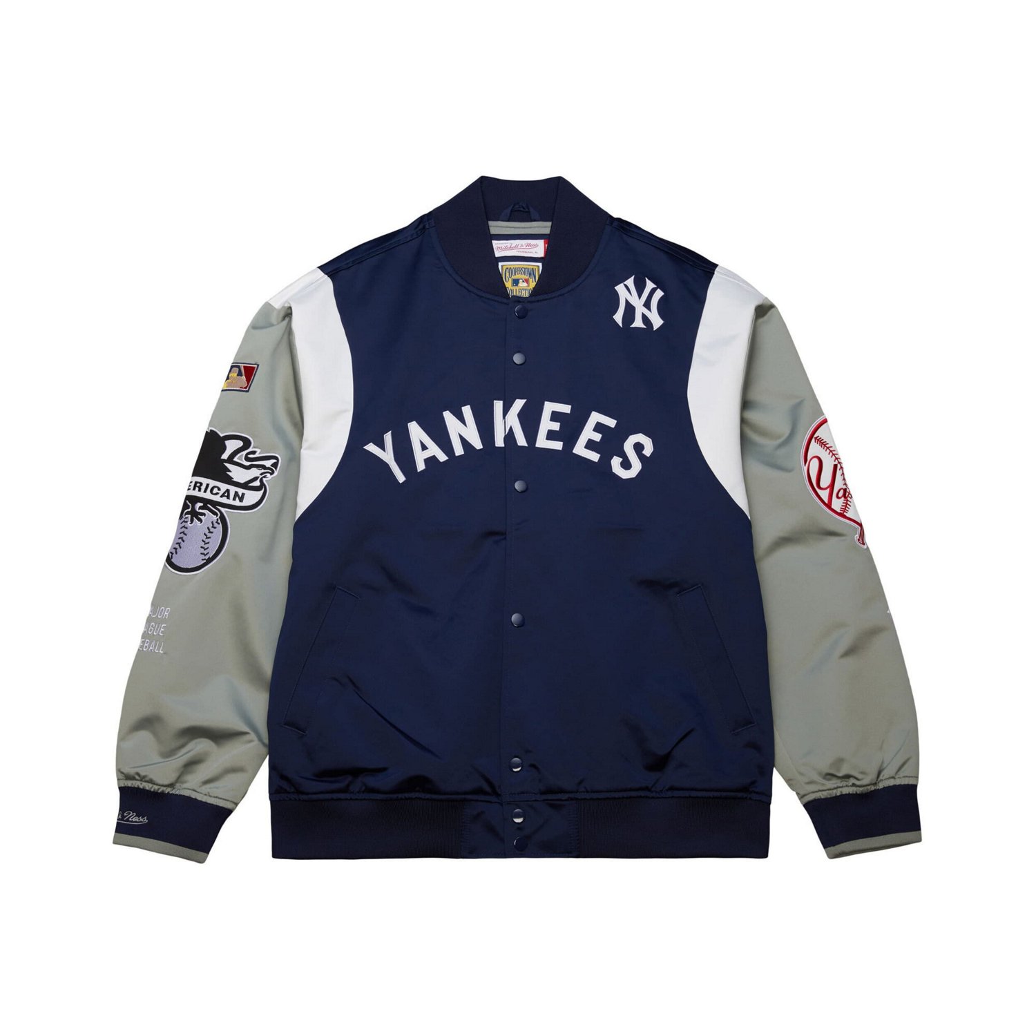 Mitchell  Ness Gray New York Yankees Cooperstown Collection Team Origins Satin Full-Snap Jacket - view number 4