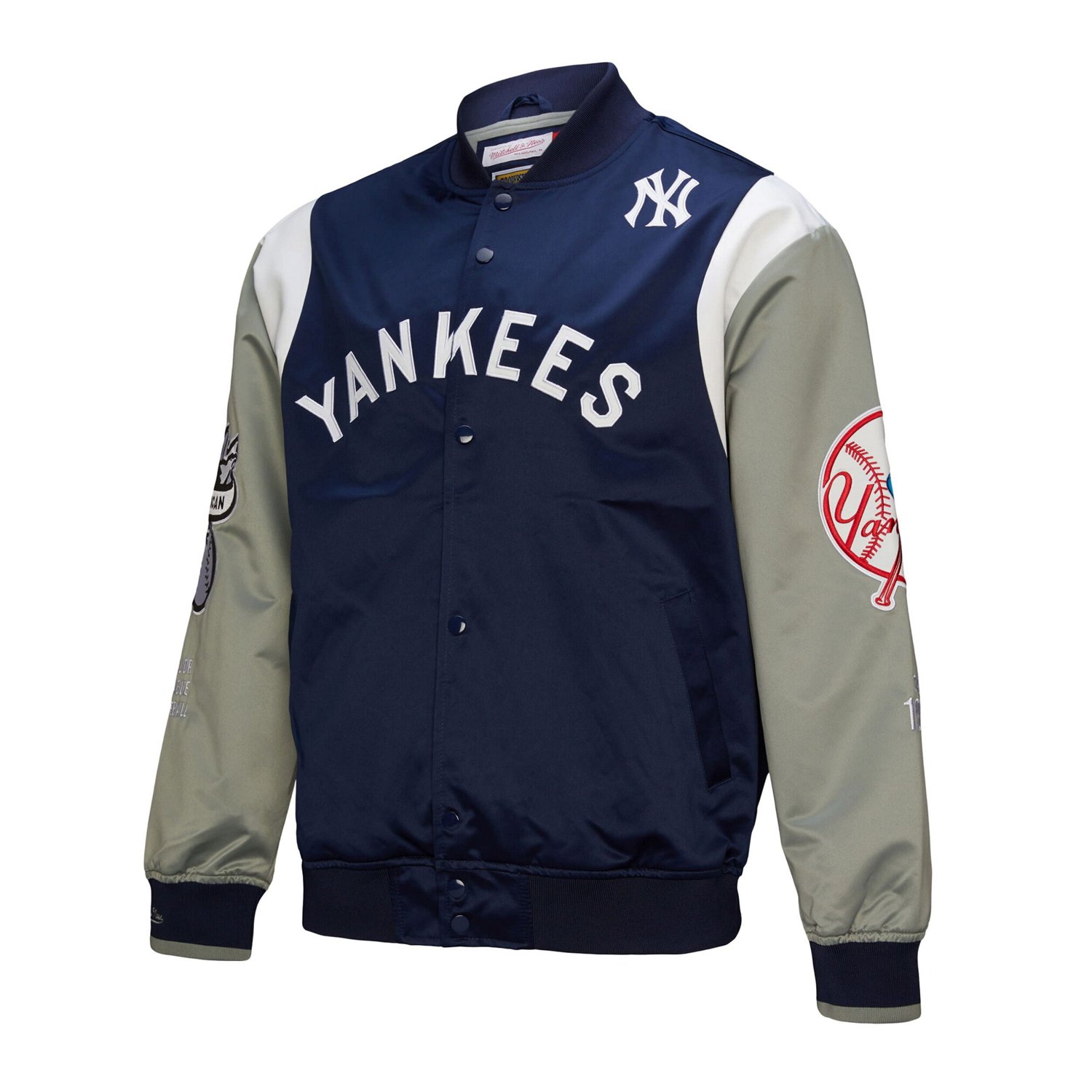 Mitchell  Ness Gray New York Yankees Cooperstown Collection Team Origins Satin Full-Snap Jacket - view number 2