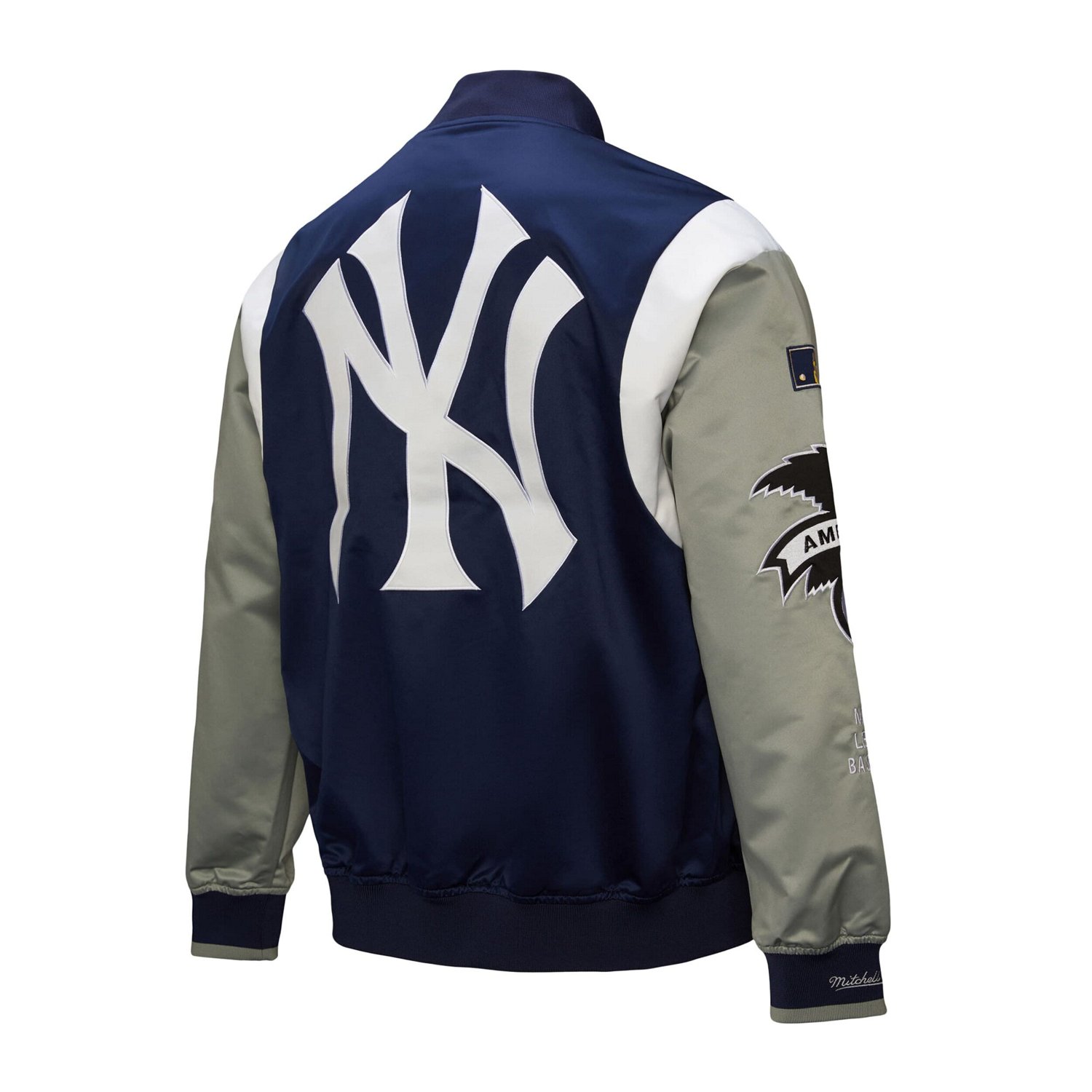Mitchell  Ness Gray New York Yankees Cooperstown Collection Team Origins Satin Full-Snap Jacket - view number 3