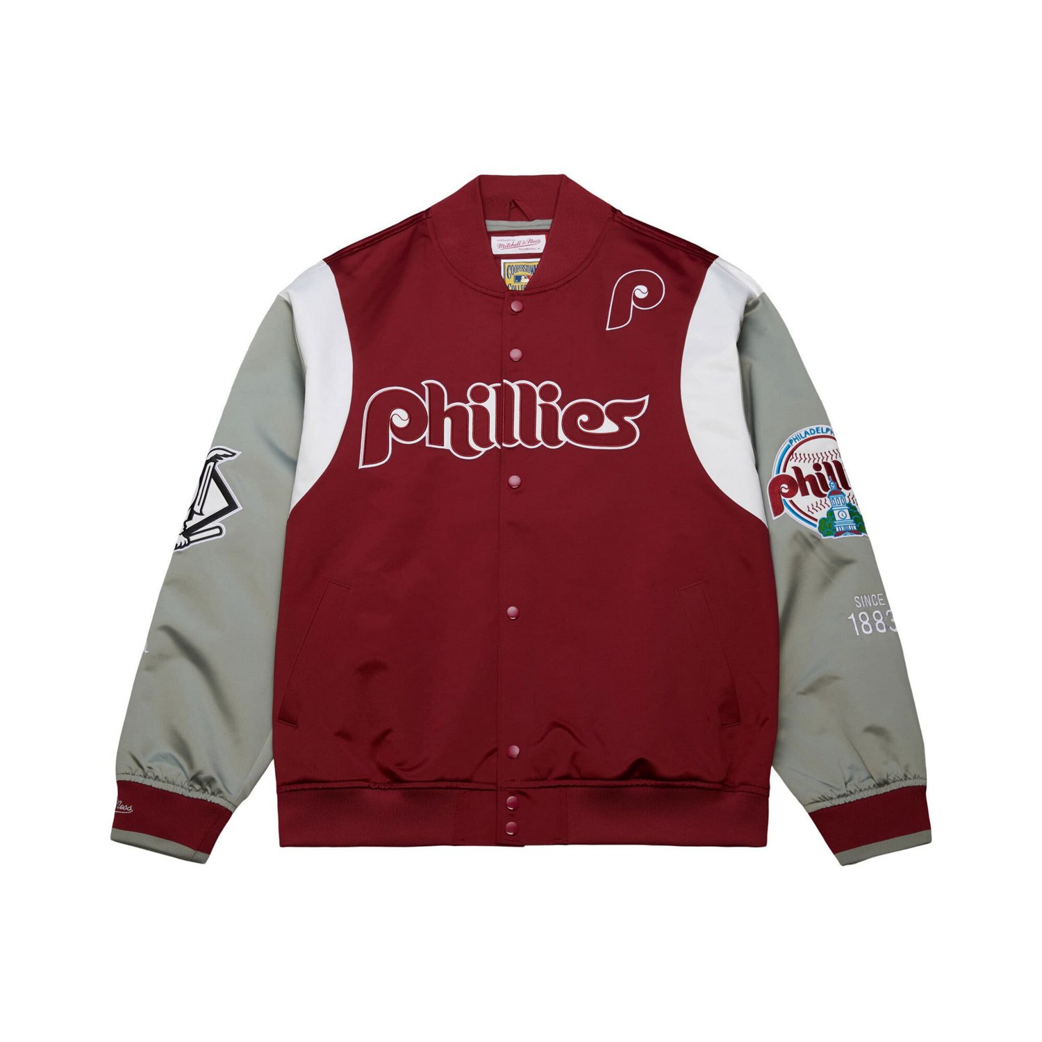 Mitchell  Ness Gray Philadelphia Phillies Cooperstown Collection Team Origins Satin Full-Snap Jacket