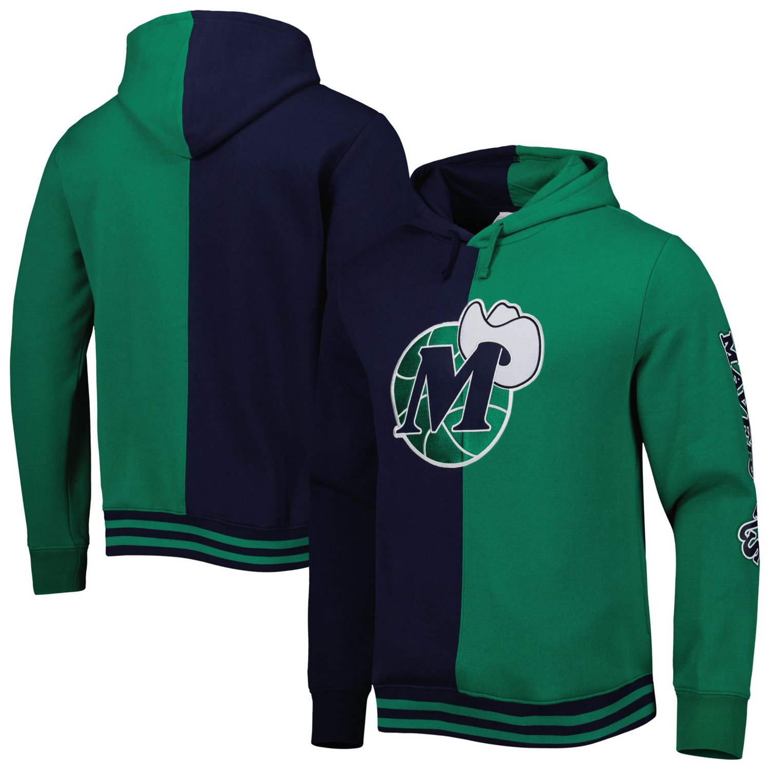 Mitchell  Ness Green Dallas Mavericks Hardwood Classics Split Pullover Hoodie