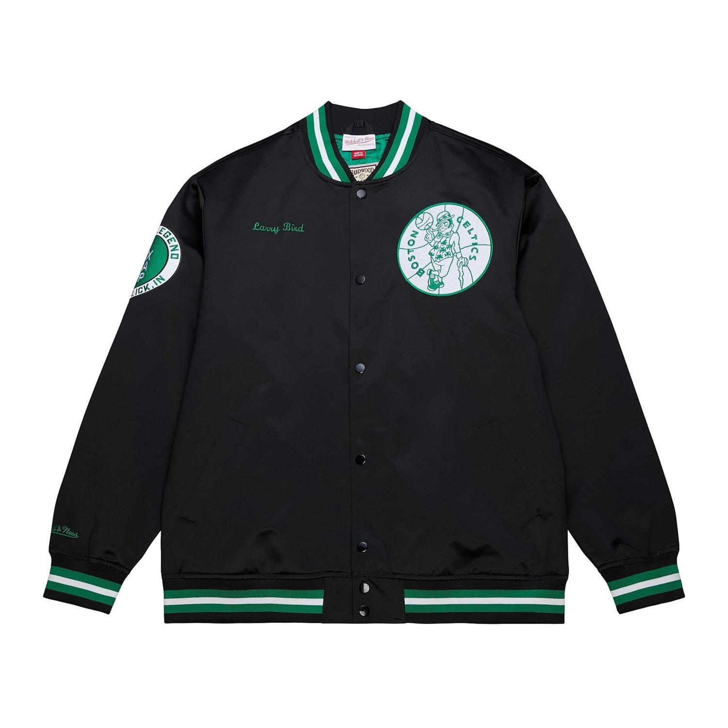 Mitchell  Ness Larry Bird Boston Celtics NBA Legends Full-Snap Satin Jacket - view number 2