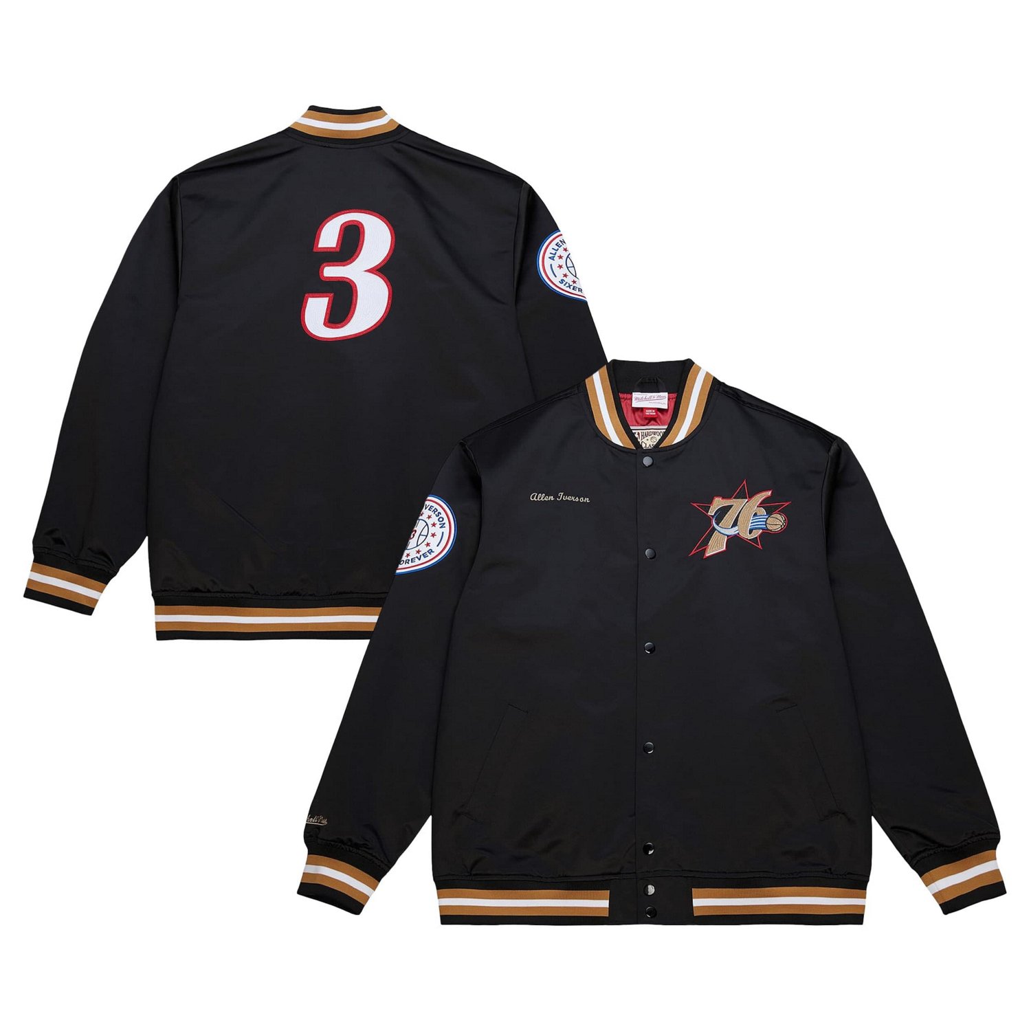 Mitchell & Ness Men’s Philadelphia 76ers NBA Legends Allen Iverson Full-Snap Satin Jacket