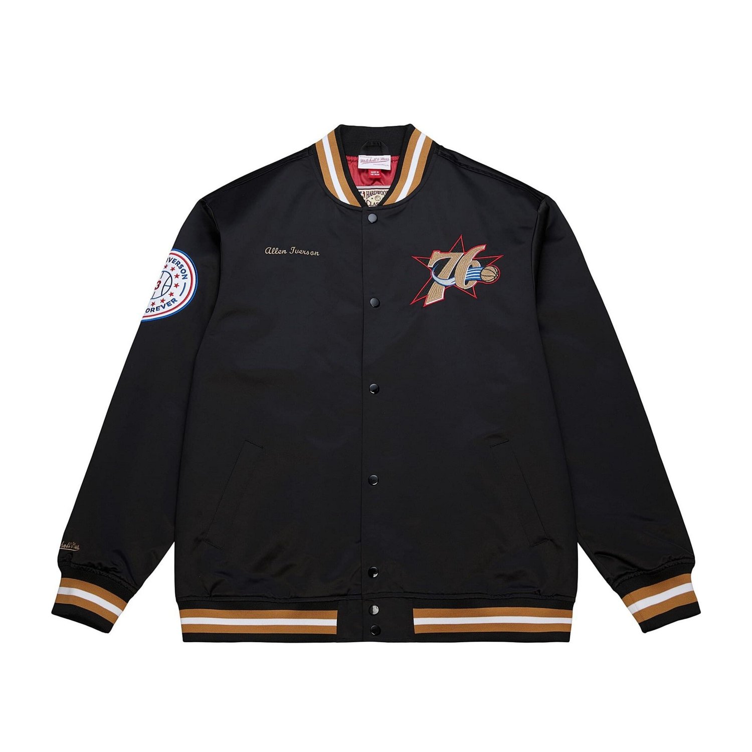 Mitchell & Ness Men’s Philadelphia 76ers NBA Legends Allen Iverson Full-Snap Satin Jacket - view number 2