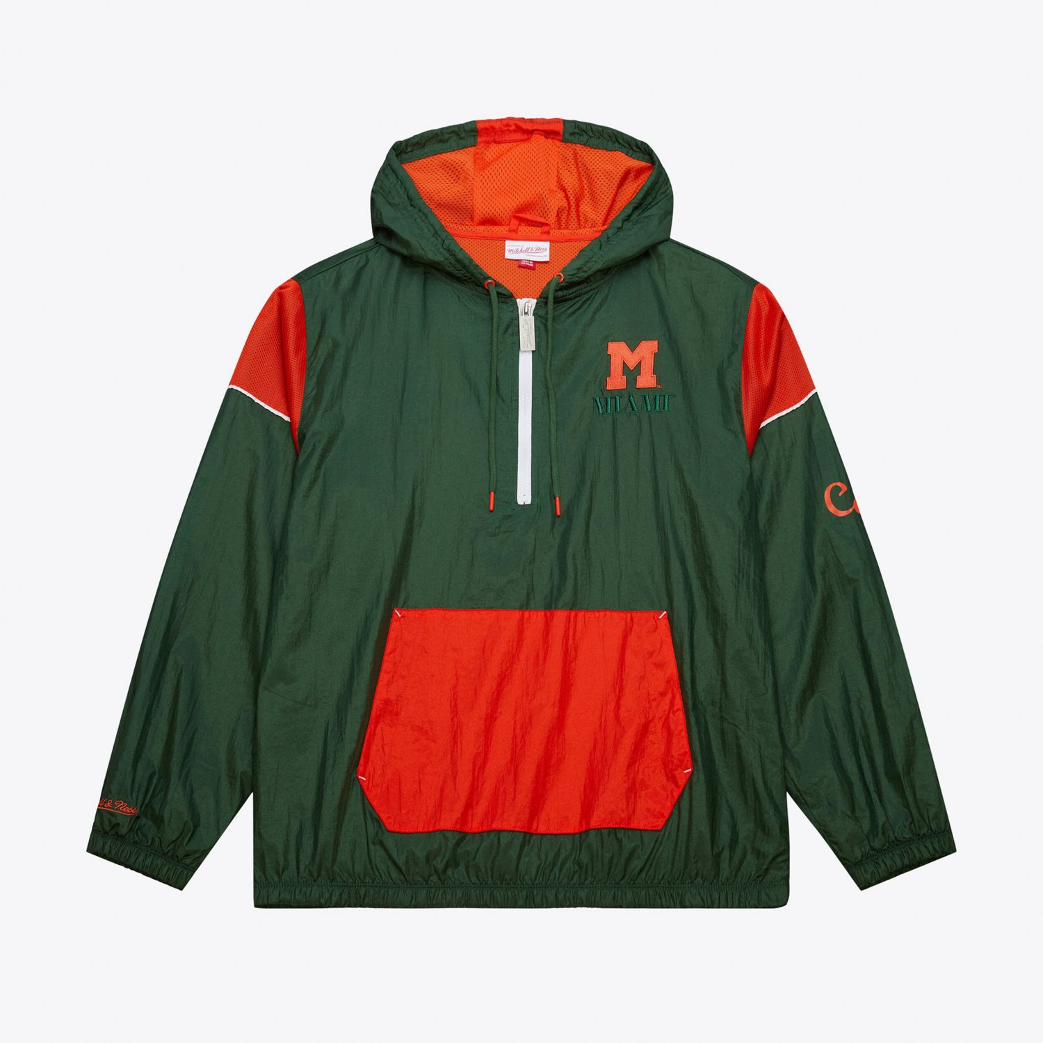 Mitchell  Ness Miami Hurricanes Anorak Vintage Logo Half-Zip Hoodie Jacket