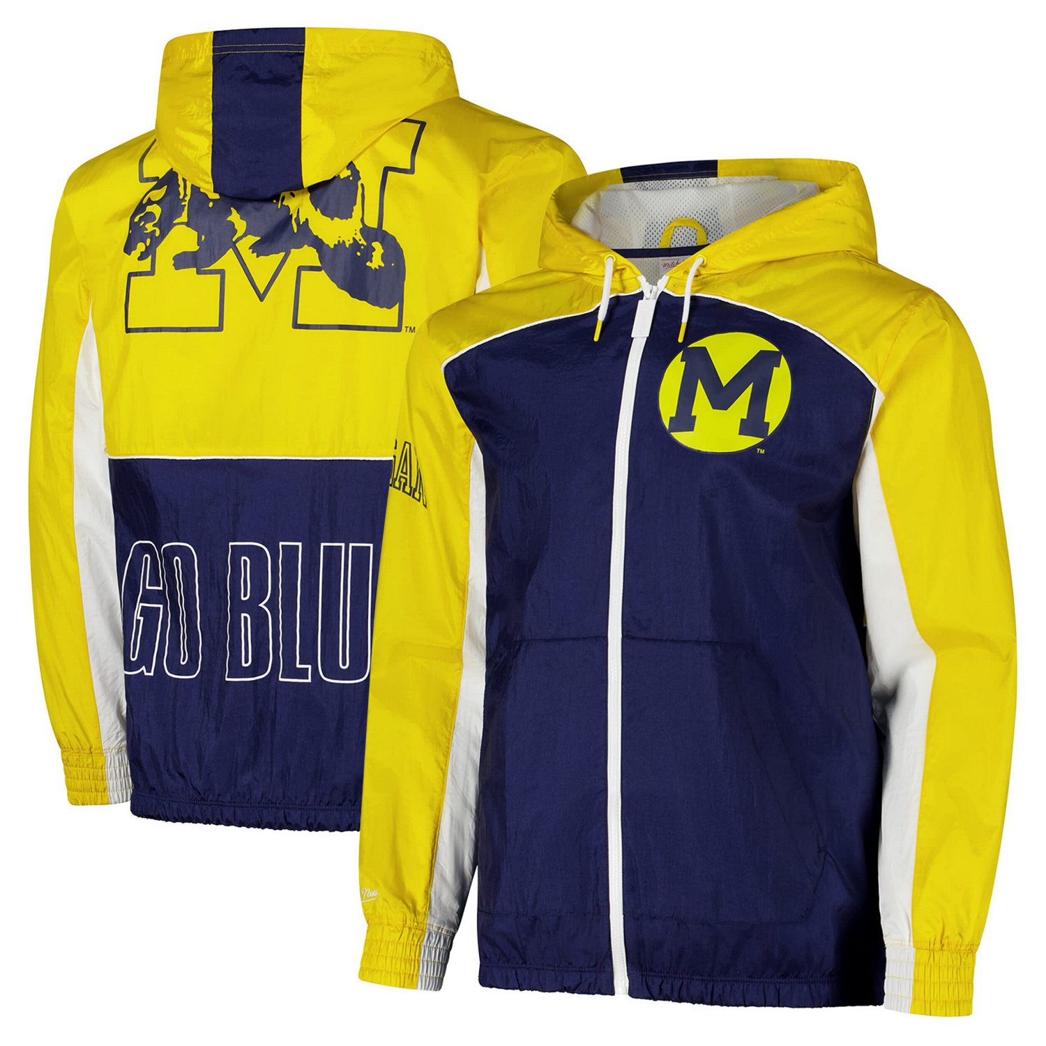 Mitchell Ness Michigan Wolverines Big Shot Premium Full-Zip Windbreaker