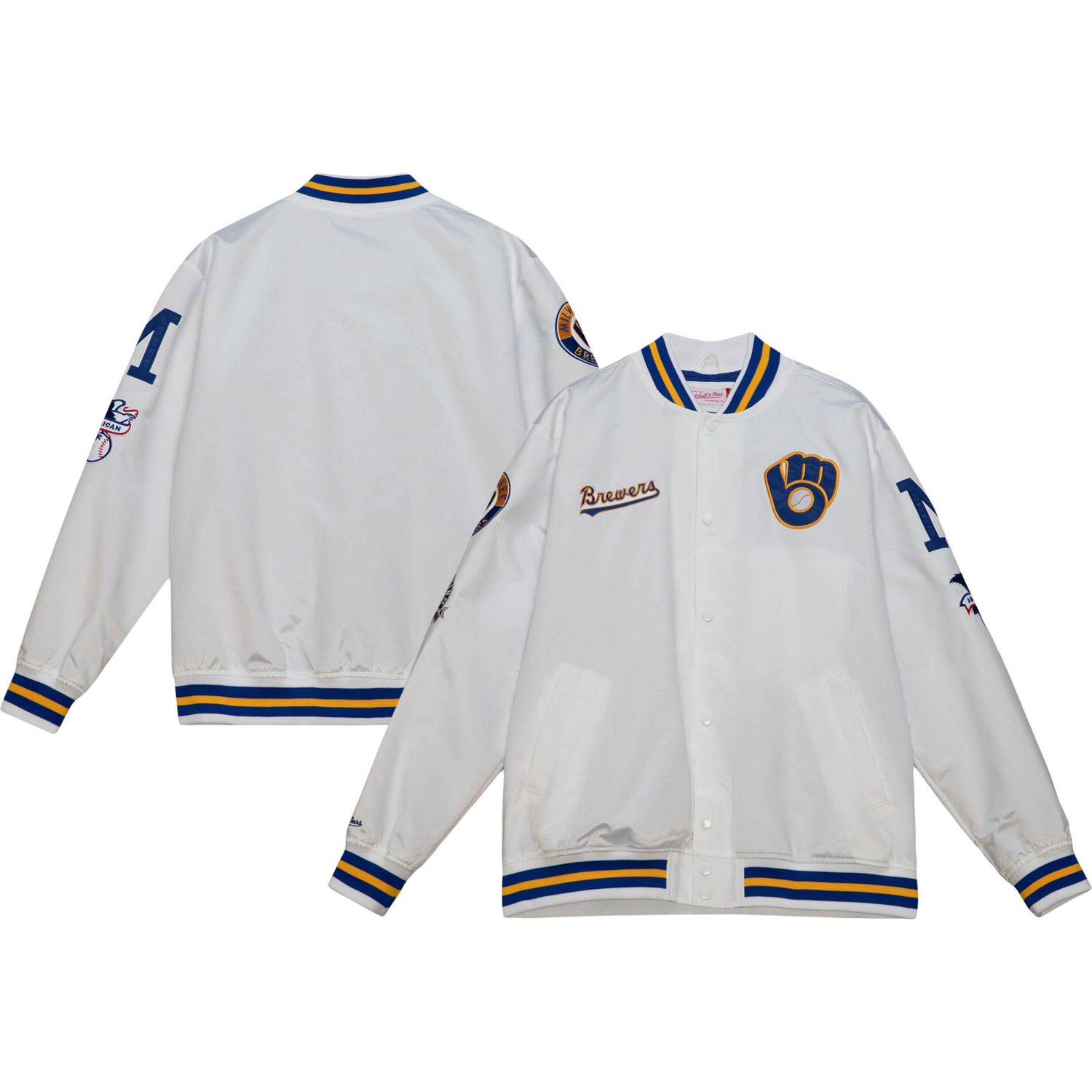 Mitchell  Ness Milwaukee Brewers City Collection Satin Full-Snap Varsity Jacket                                                  - view number 1