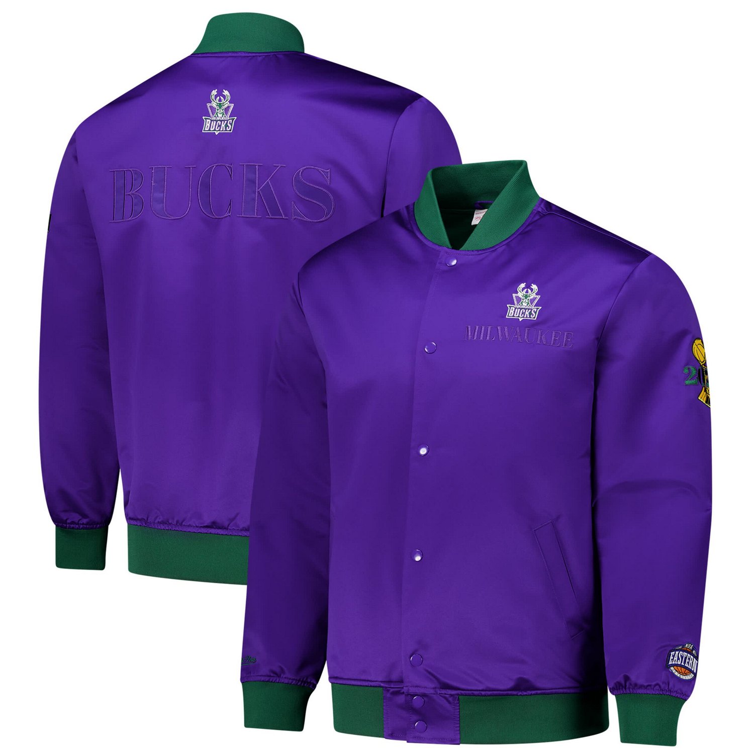 Mitchell  Ness Milwaukee Bucks Hardwood Classics Team OG 30 Lightweight Satin Full-Snap Jacket                                   - view number 1