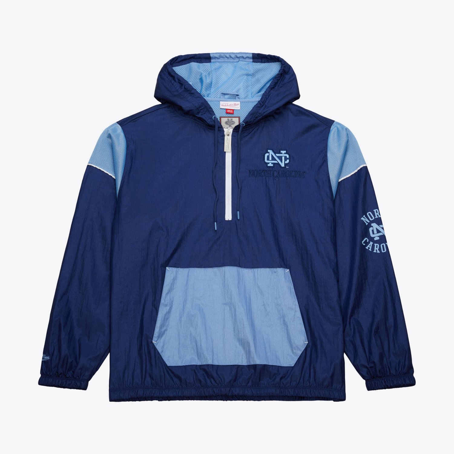 Mitchell  Ness North Carolina Tar Heels Anorak Vintage Logo Half-Zip Hoodie Jacket