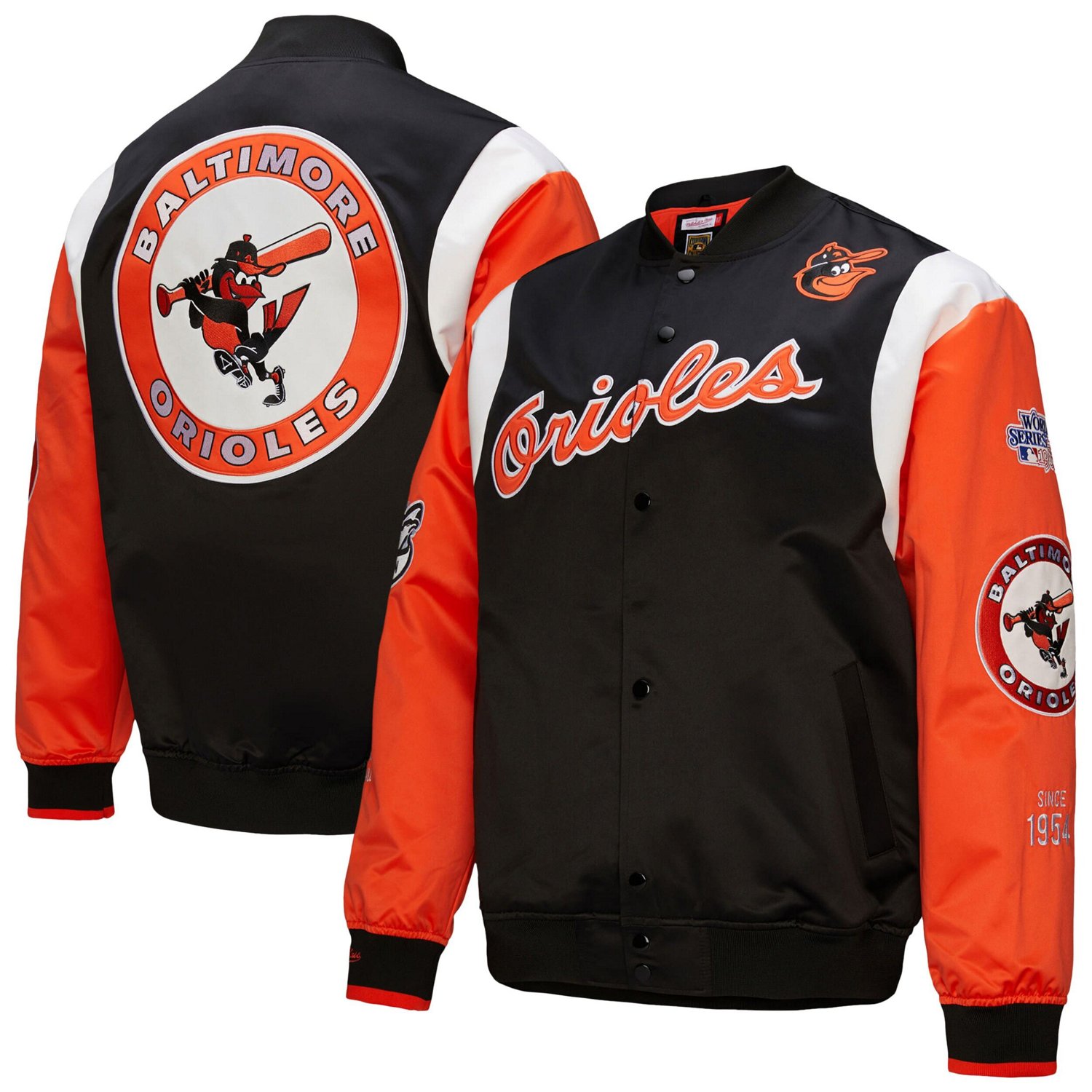 Mitchell  Ness Orange Baltimore Orioles Cooperstown Collection Team Origins Satin Full-Snap Jacket