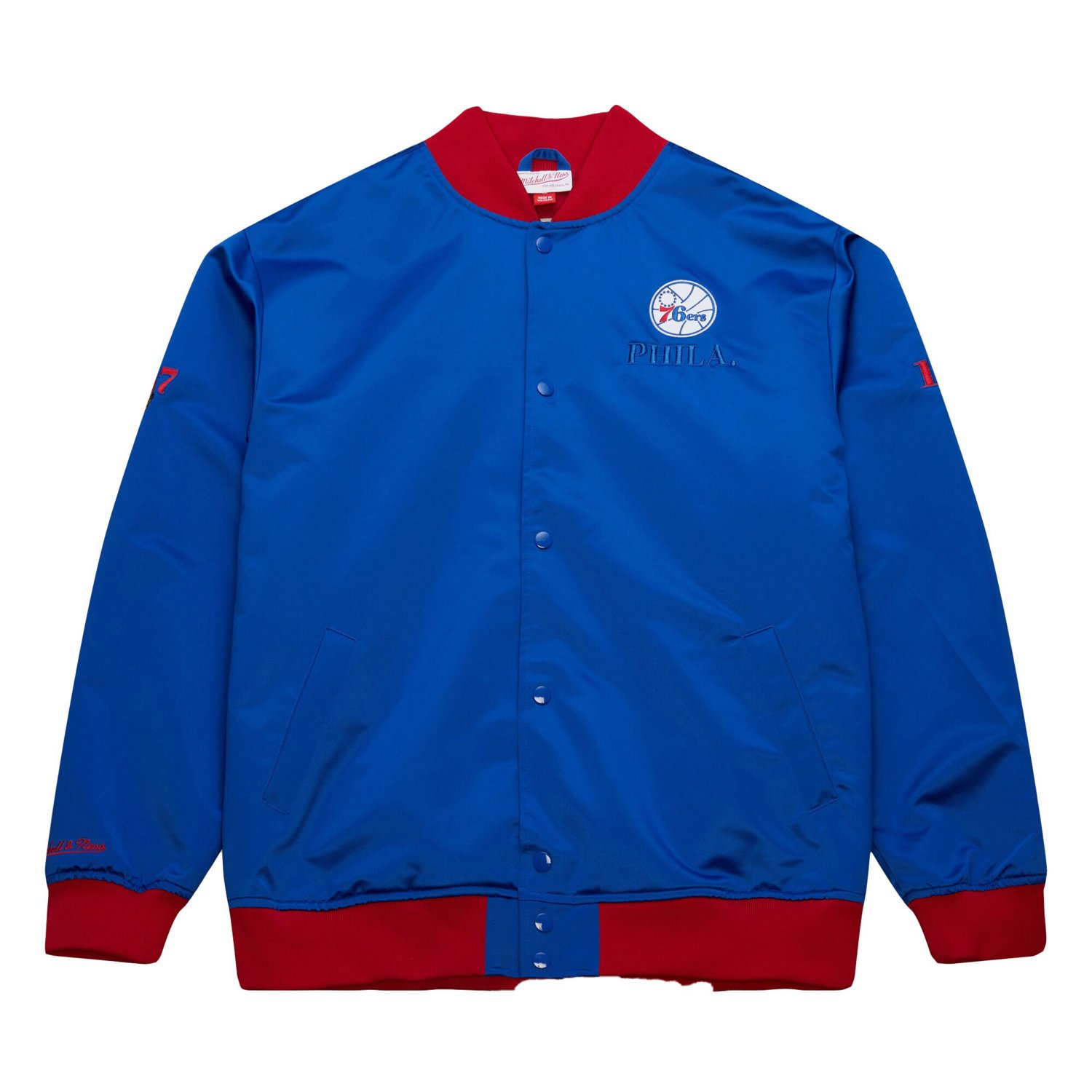 Mitchell  Ness Philadelphia 76ers Hardwood Classics Team OG 30 Lightweight Satin Full-Snap Jacket